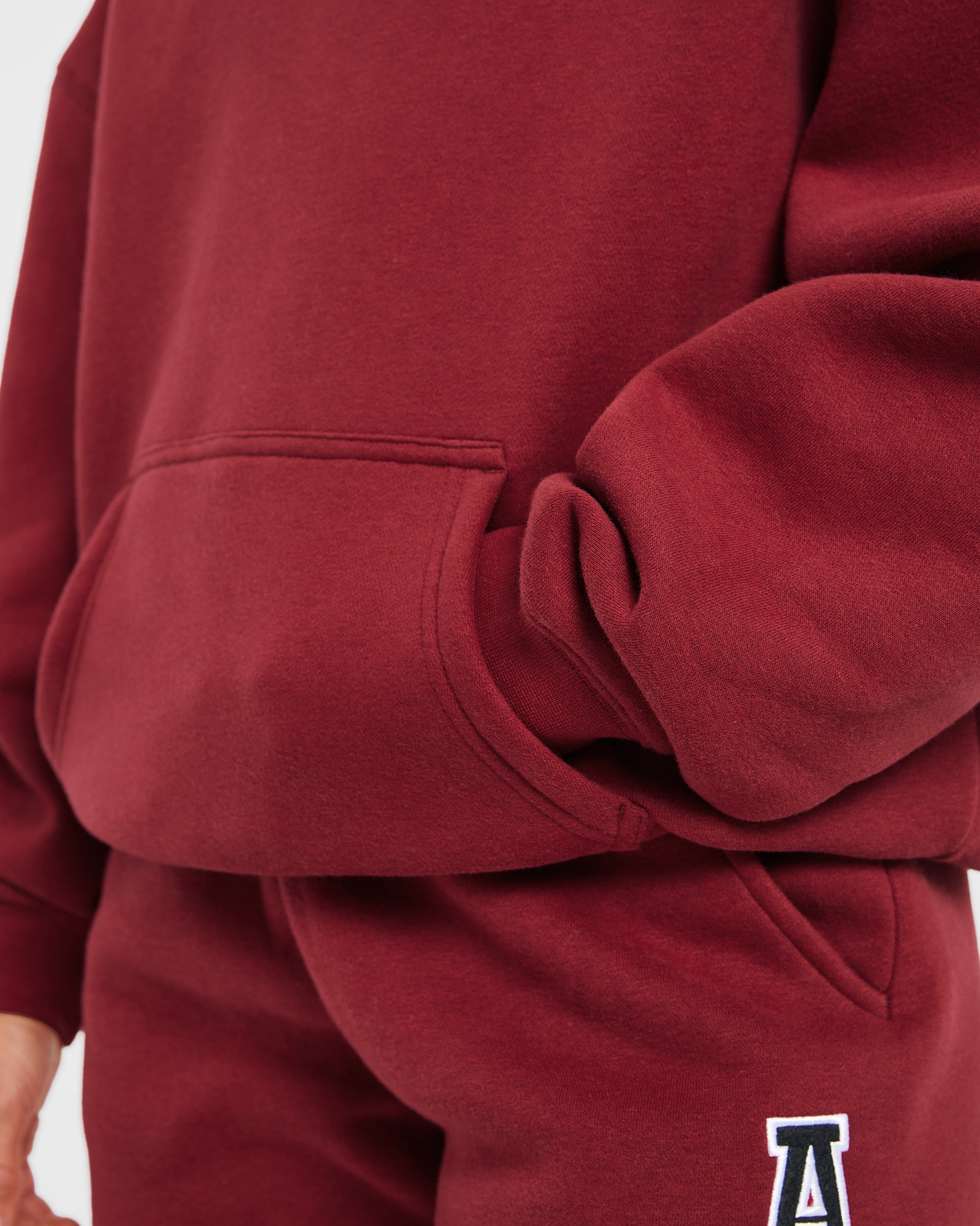 Image 6 from Varsity Embroidered Oversized Hoodie - Burgundy