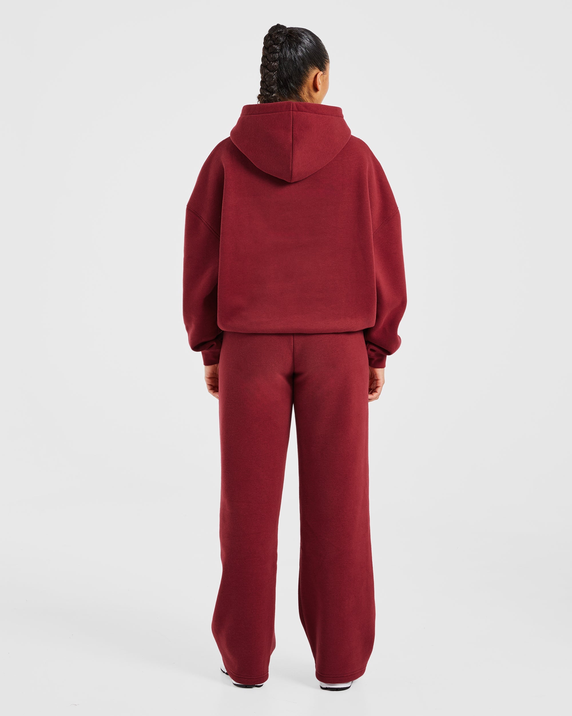 Image 4 from Varsity Embroidered Oversized Hoodie - Burgundy