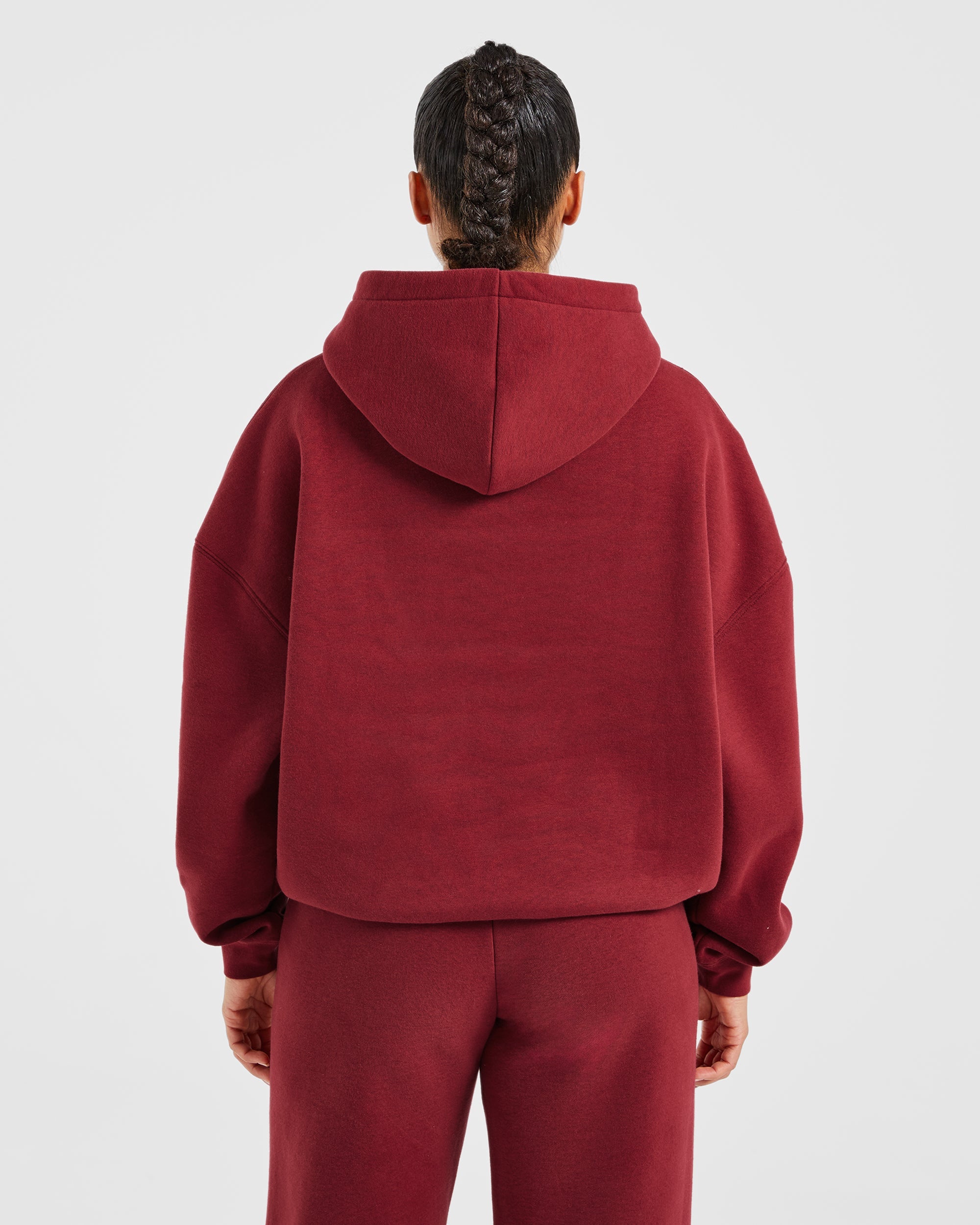 Image 2 from Varsity Embroidered Oversized Hoodie - Burgundy