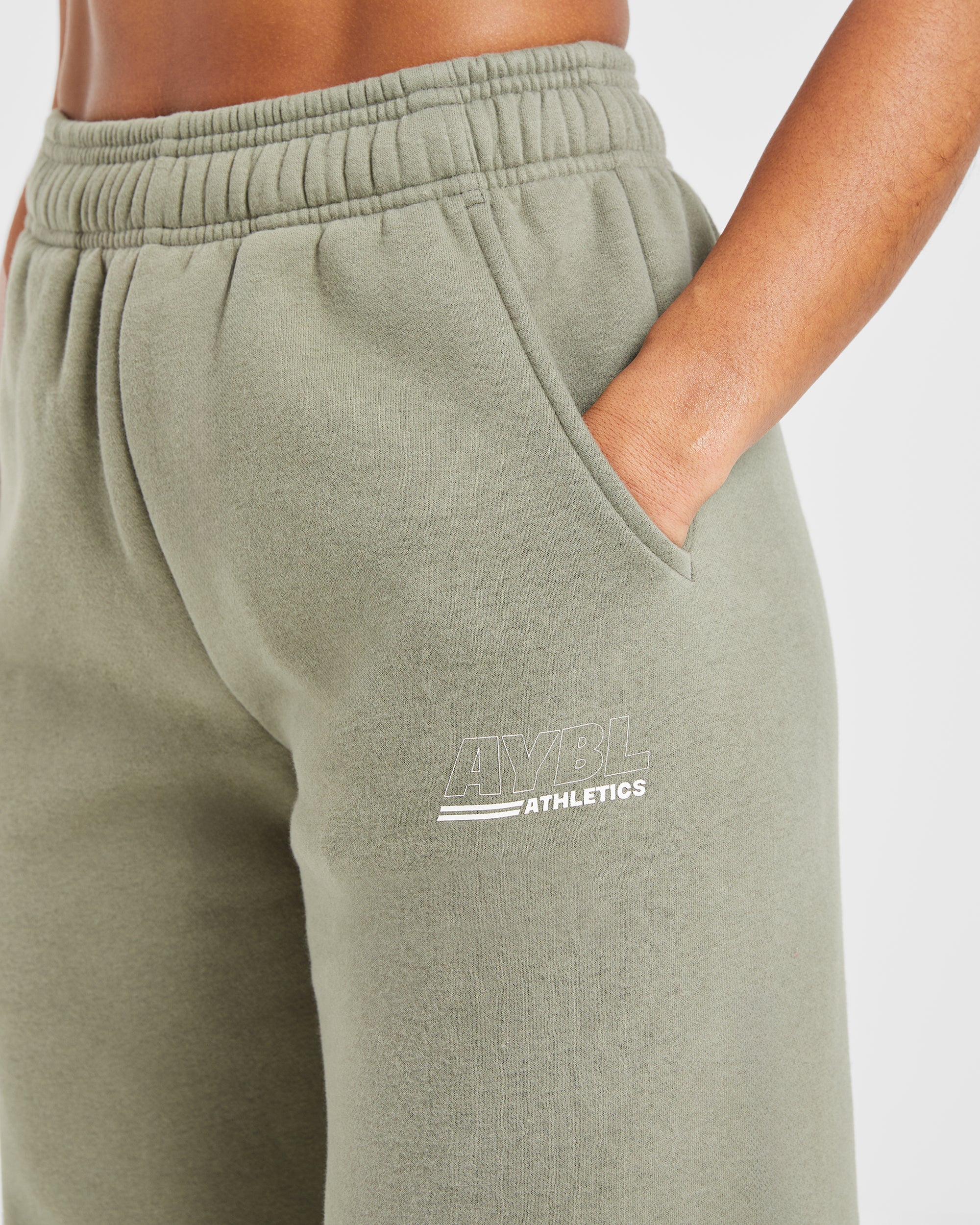 Athletics Track Oversized Straight Leg Joggers - Muted Olive