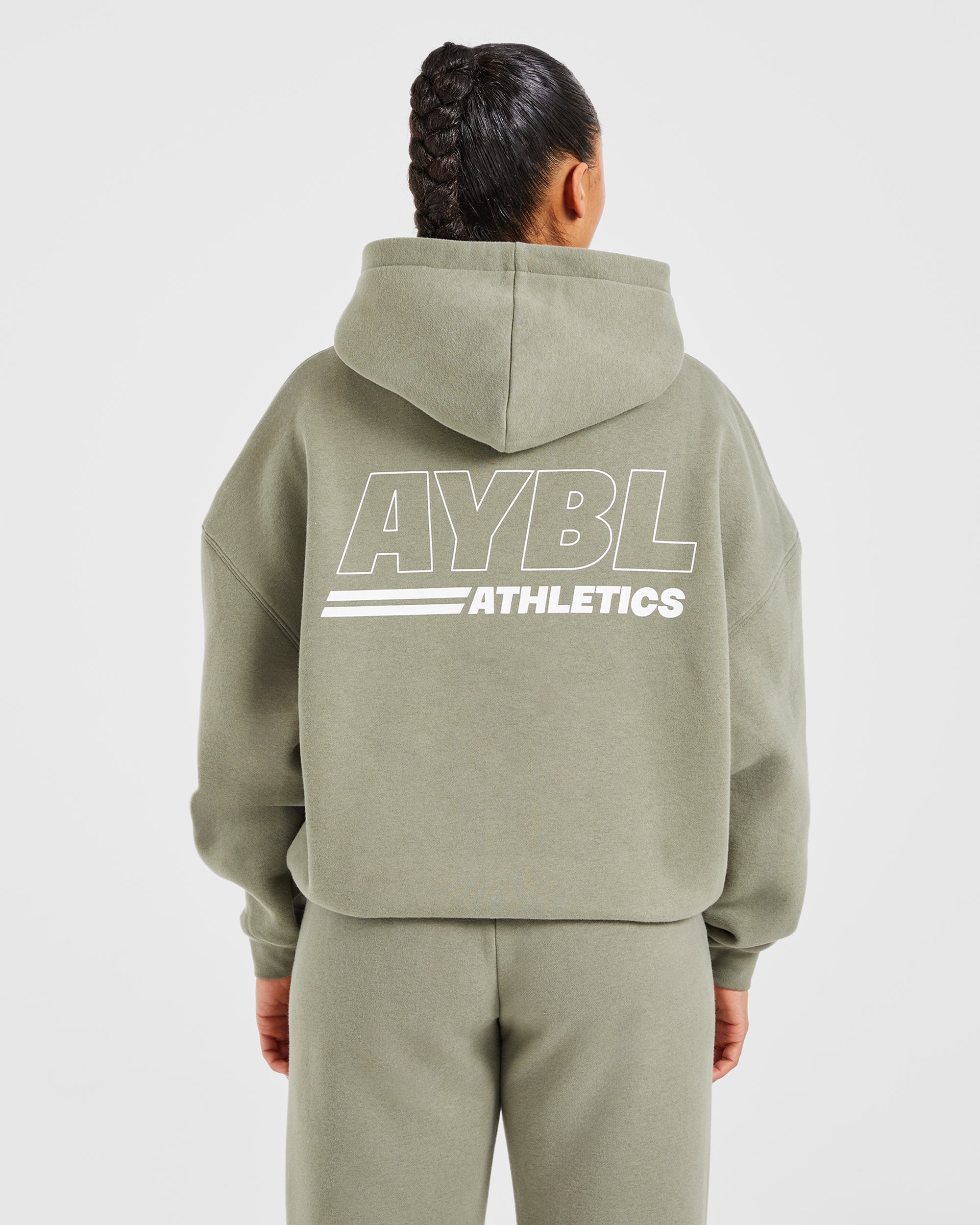 Athletics Track Oversized Hoodie - Muted Olive