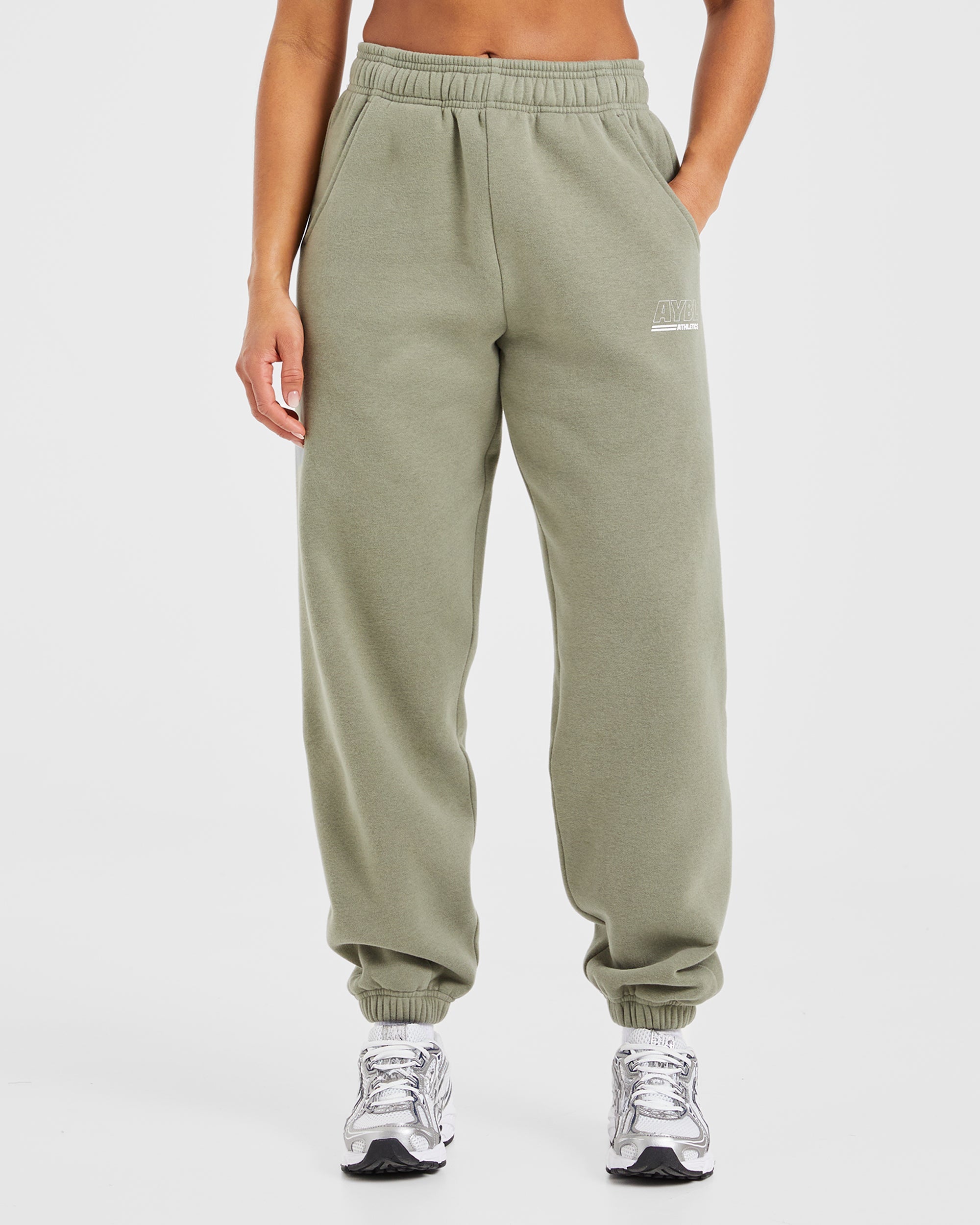 Athletics Track Oversized Joggers - Muted Olive