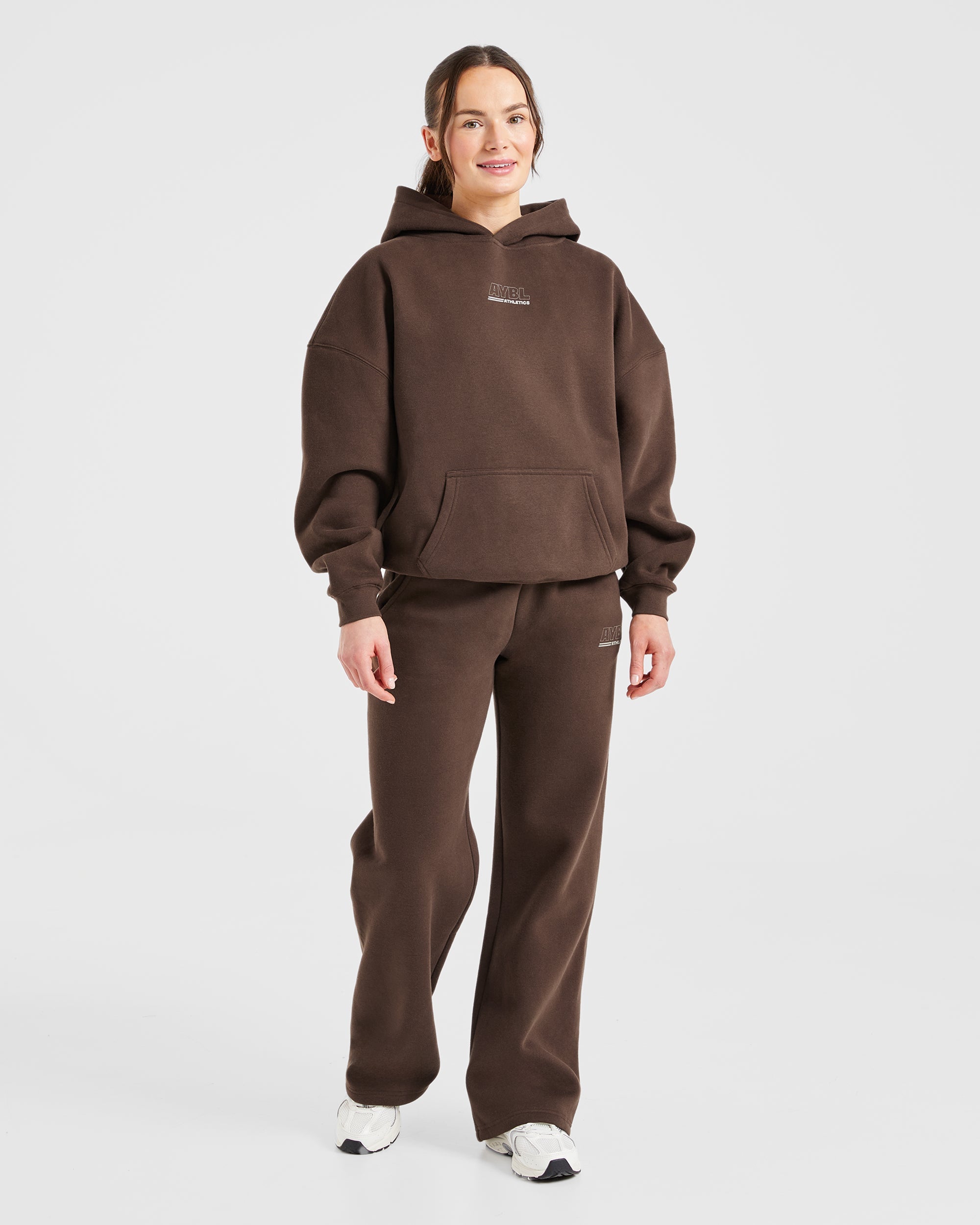 Athletics Track Oversized Hoodie - Brown/Sand