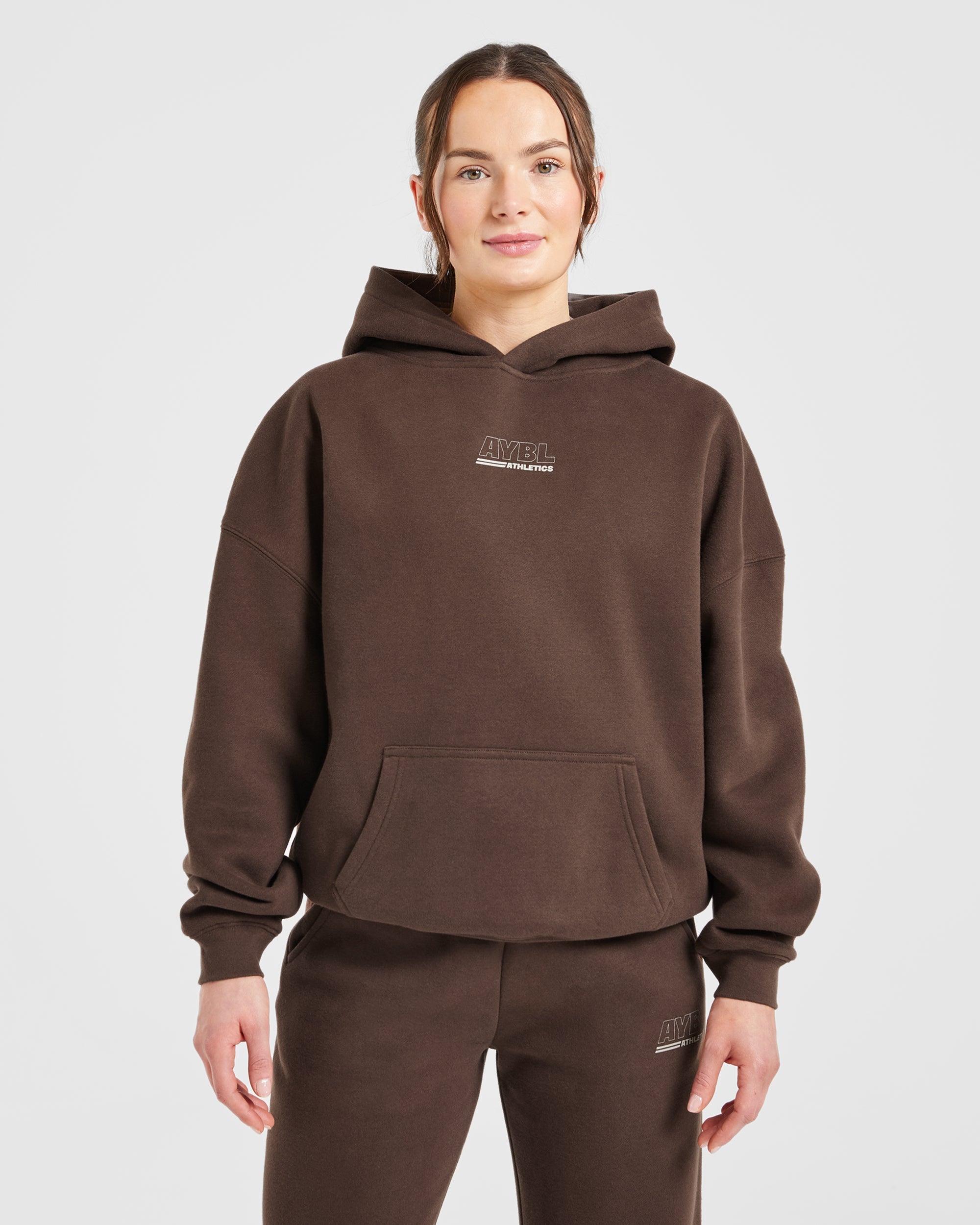 Athletics Track Oversized Hoodie - Brown/Sand