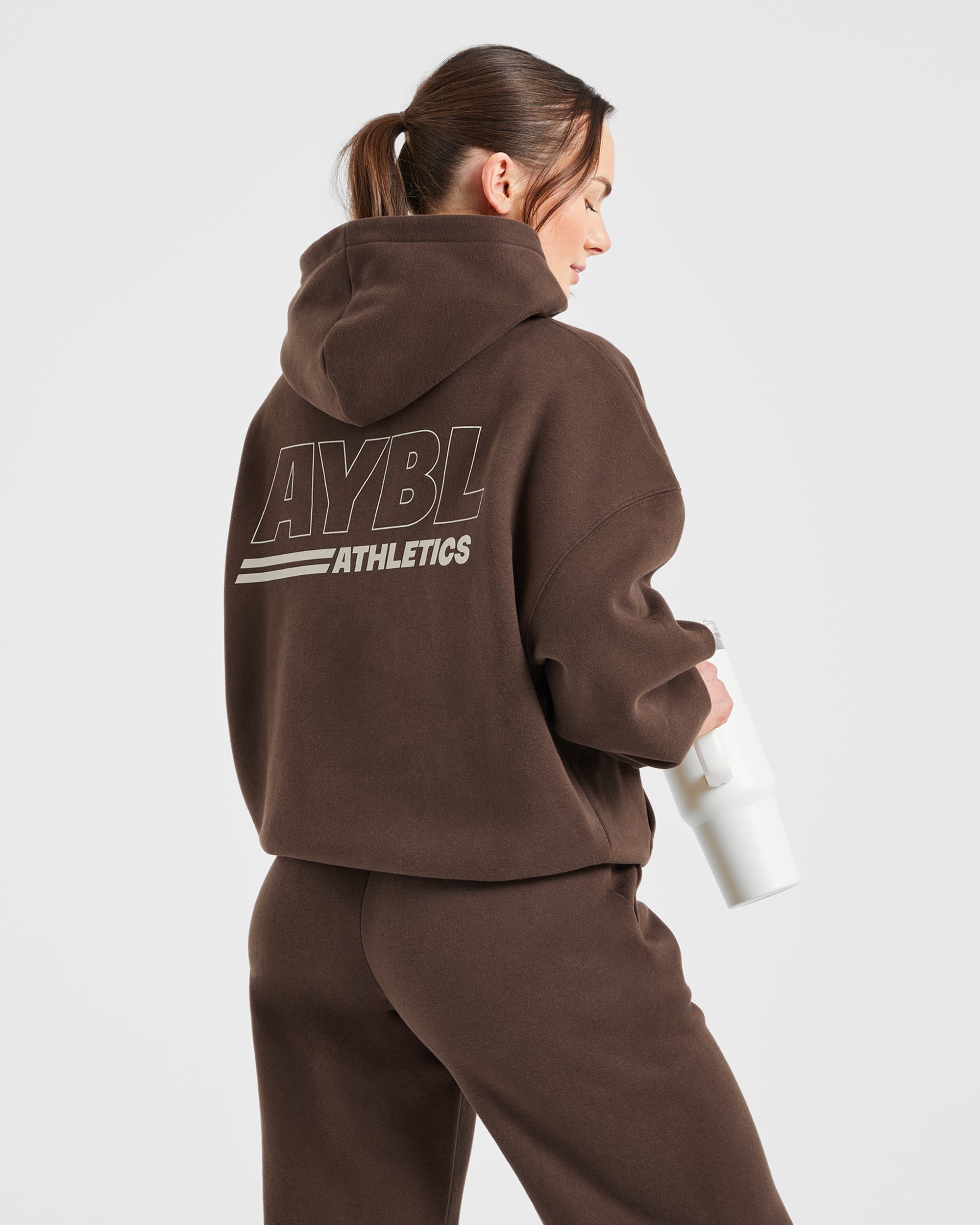 Athletics Track Oversized Hoodie - Brown/Sand