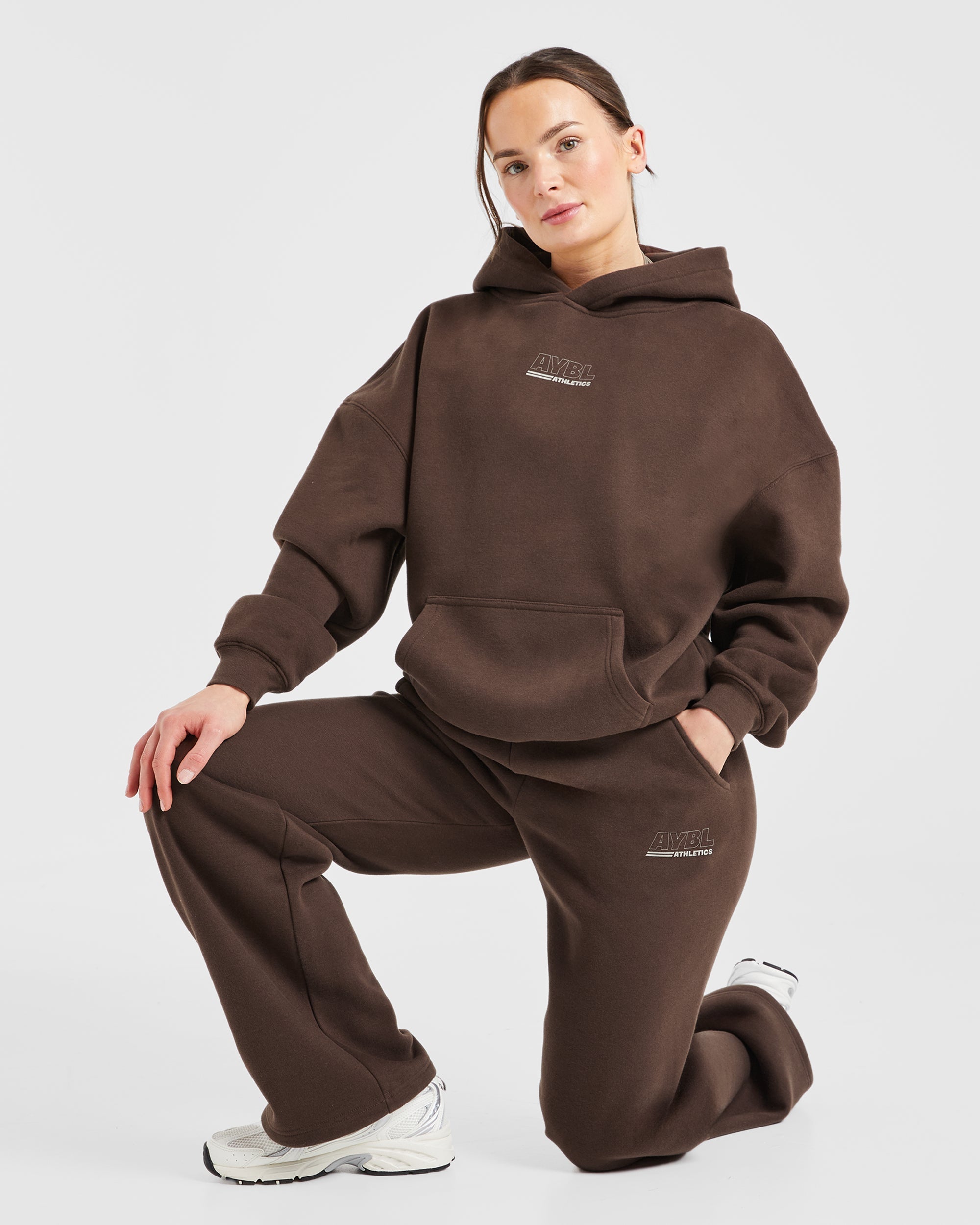 Athletics Track Oversized Hoodie - Brown/Sand