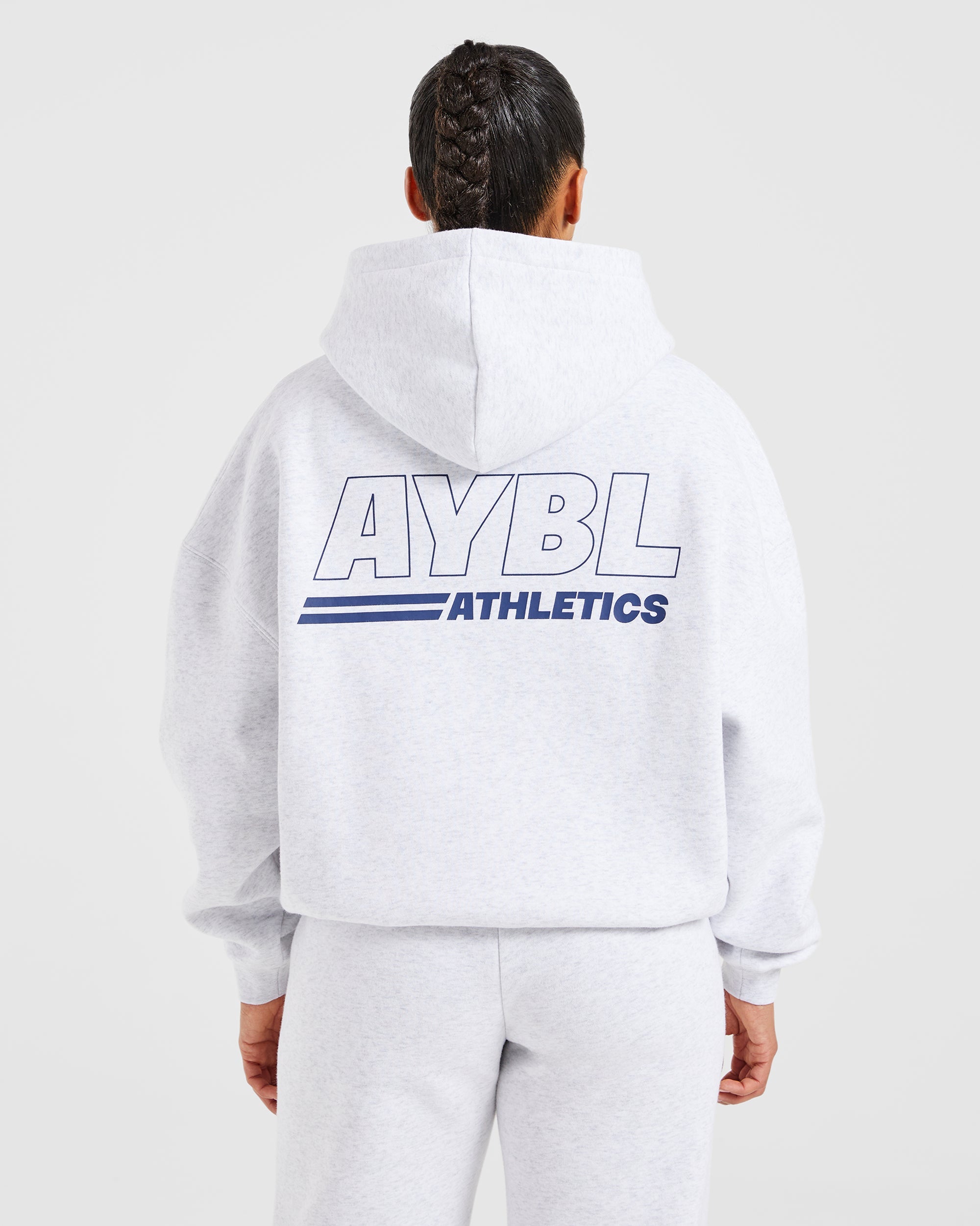 Athletics Track Oversized Hoodie - Heather Grey/Navy