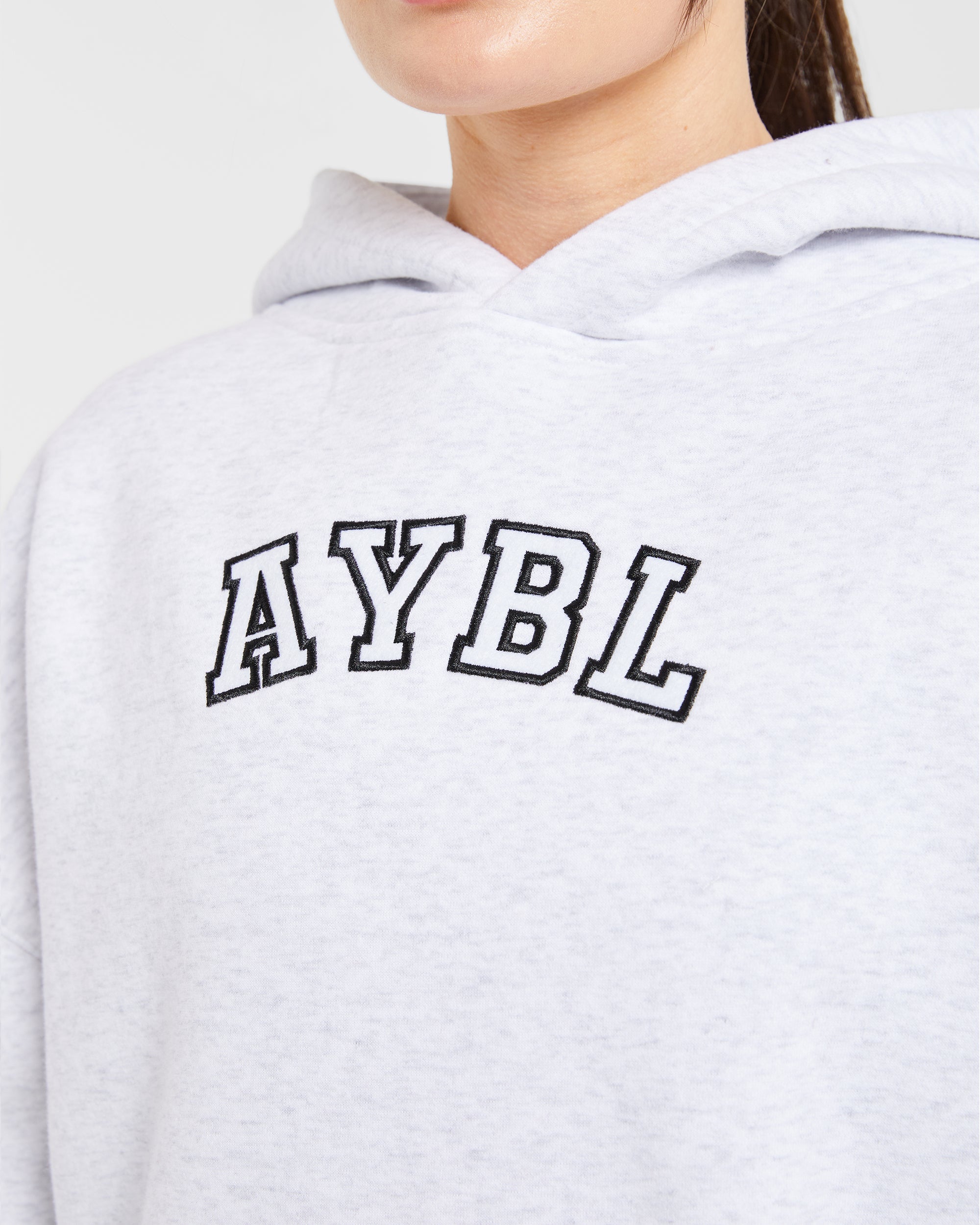 Image 5 from Varsity Embroidered Oversized Hoodie - Heather Grey