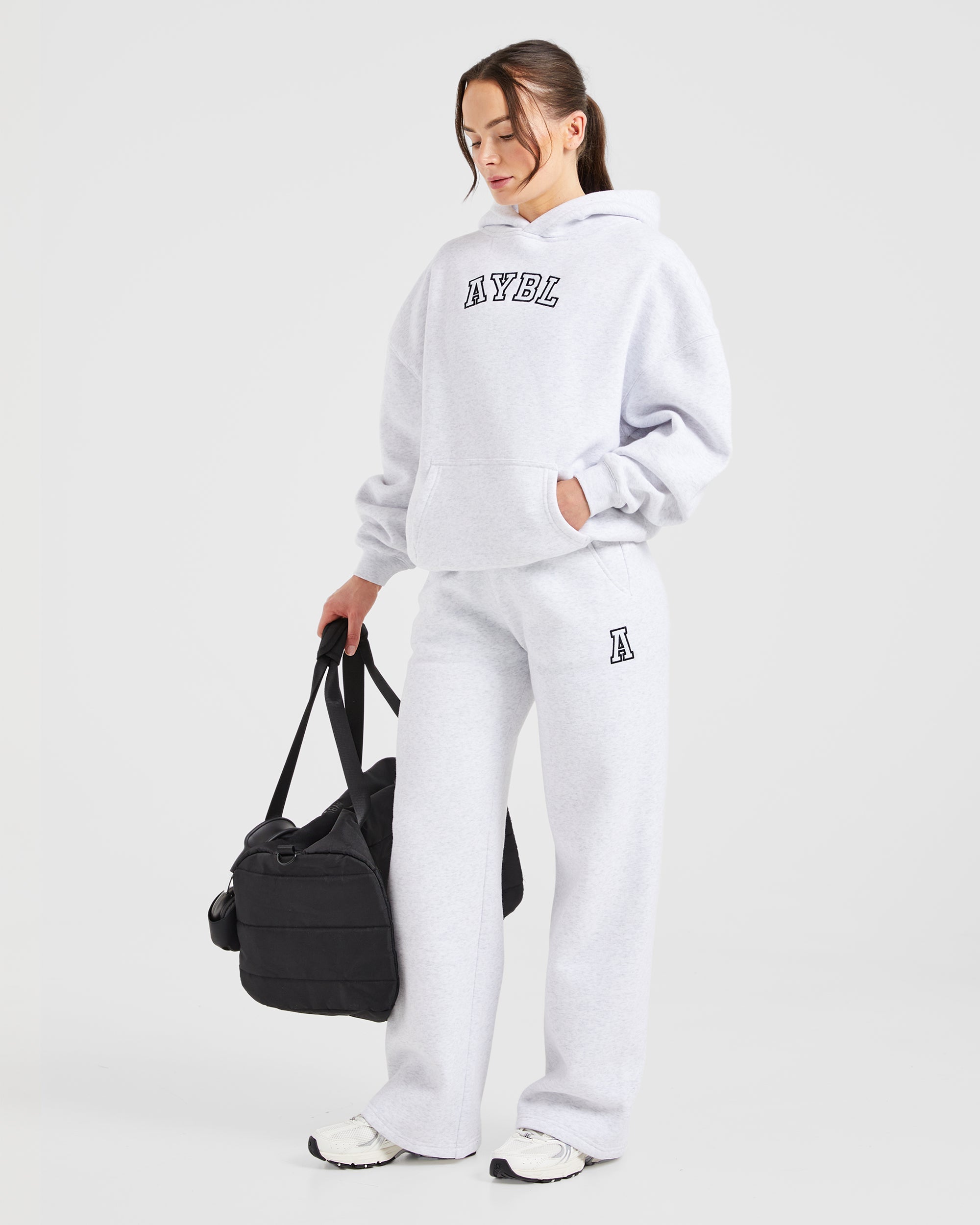 Image 8 from Varsity Embroidered Oversized Hoodie - Heather Grey