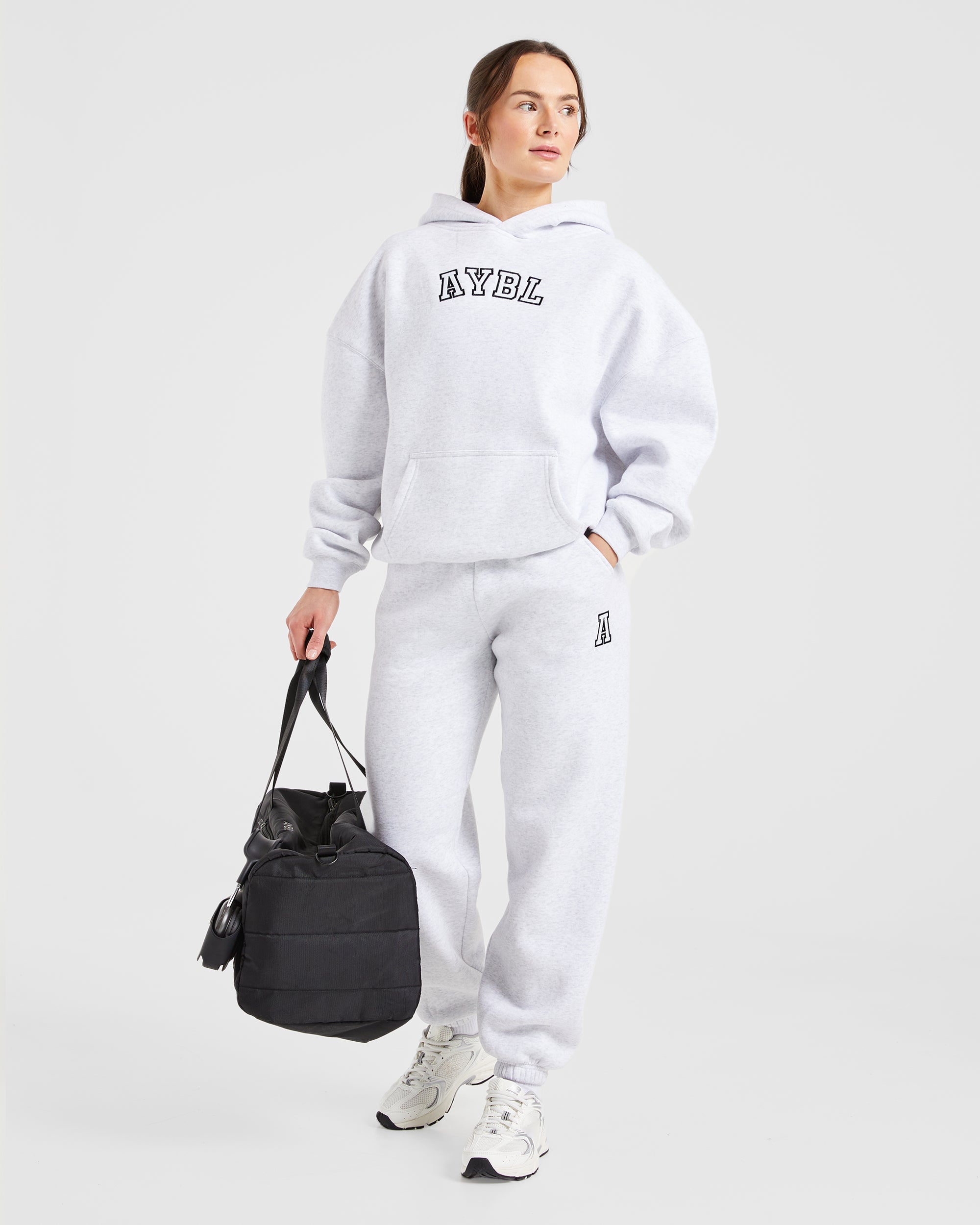 Image 8 from Varsity Embroidered Oversized Joggers - Heather Grey