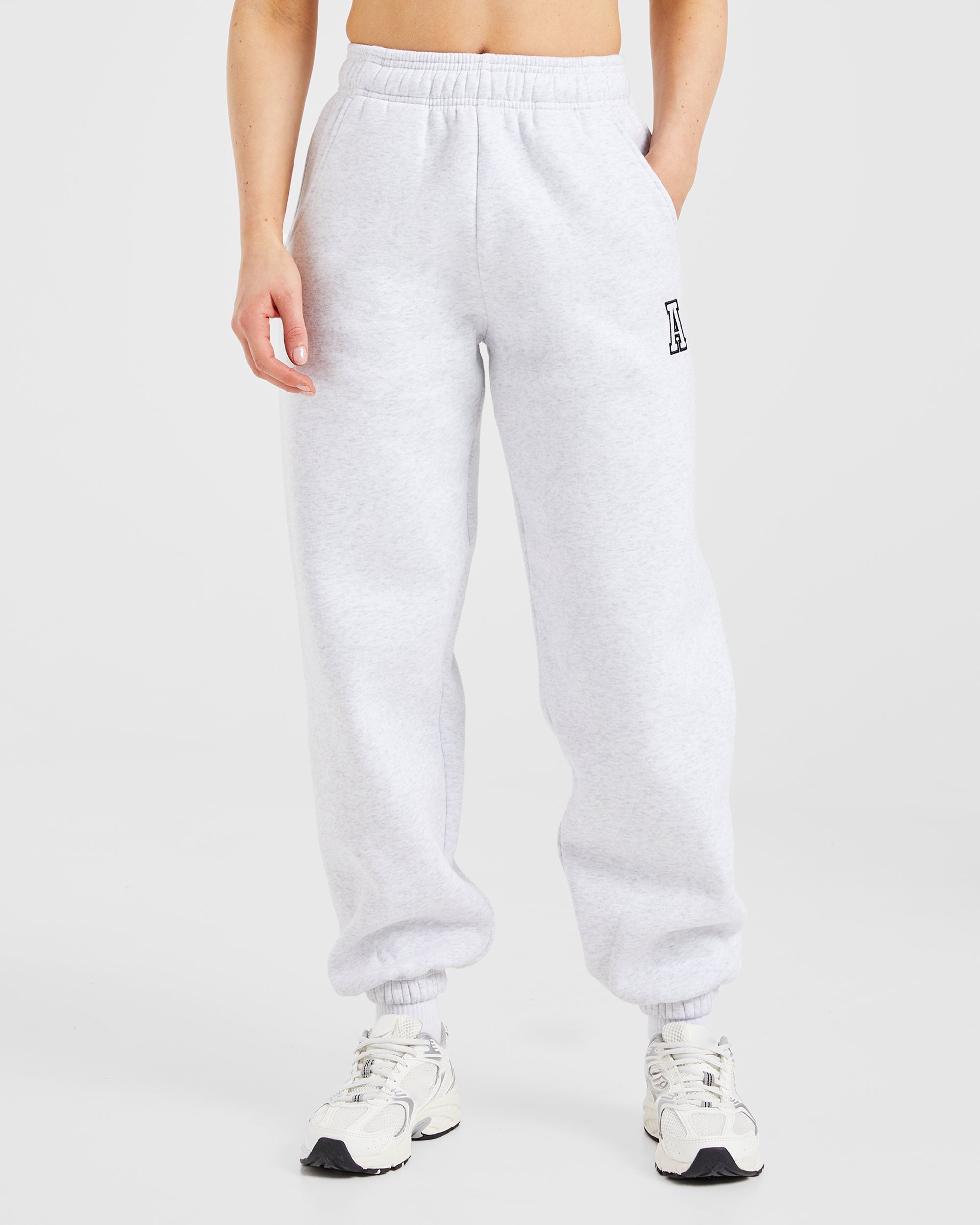 Image 1 from Varsity Embroidered Oversized Joggers - Heather Grey