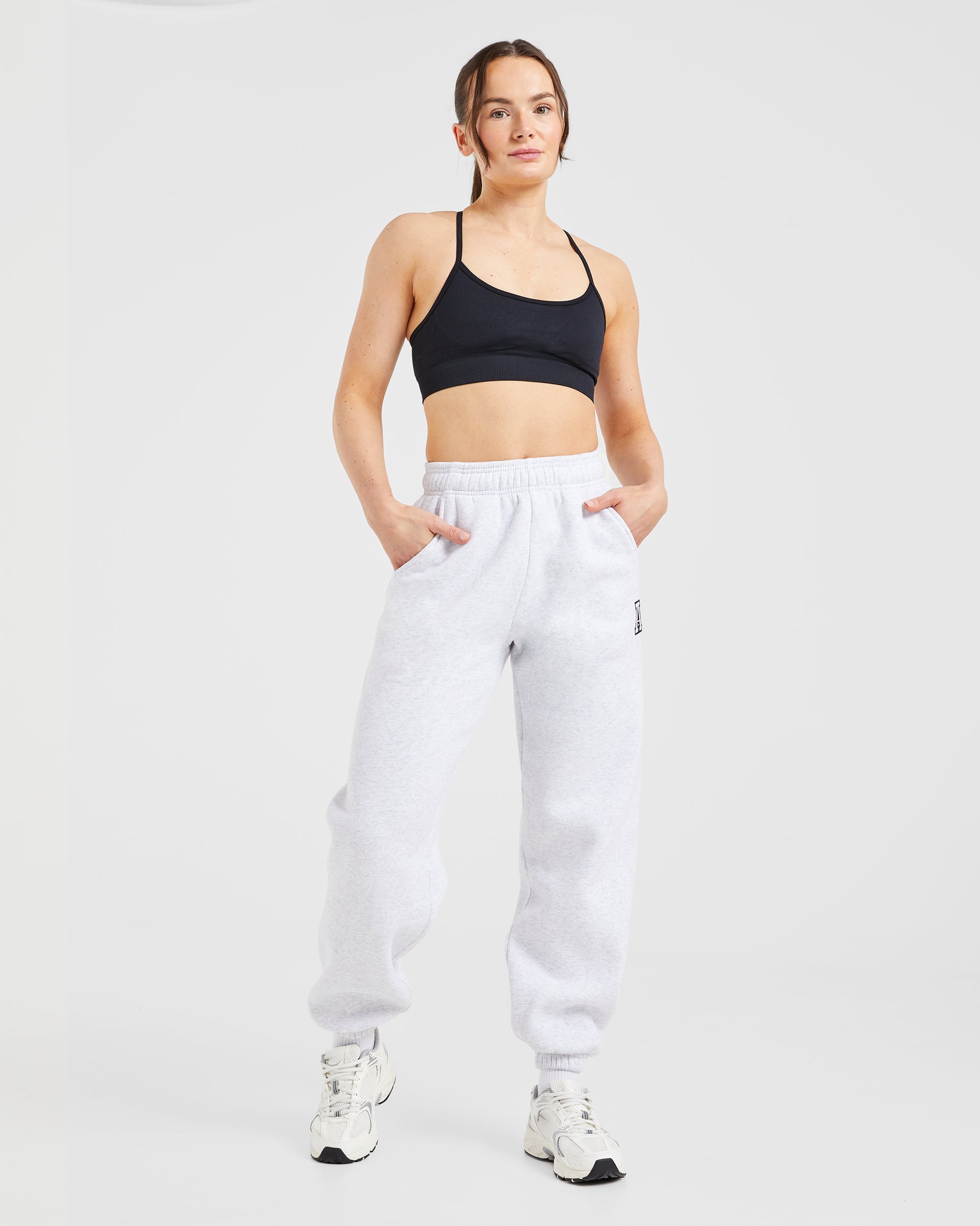 Image 7 from Varsity Embroidered Oversized Joggers - Heather Grey