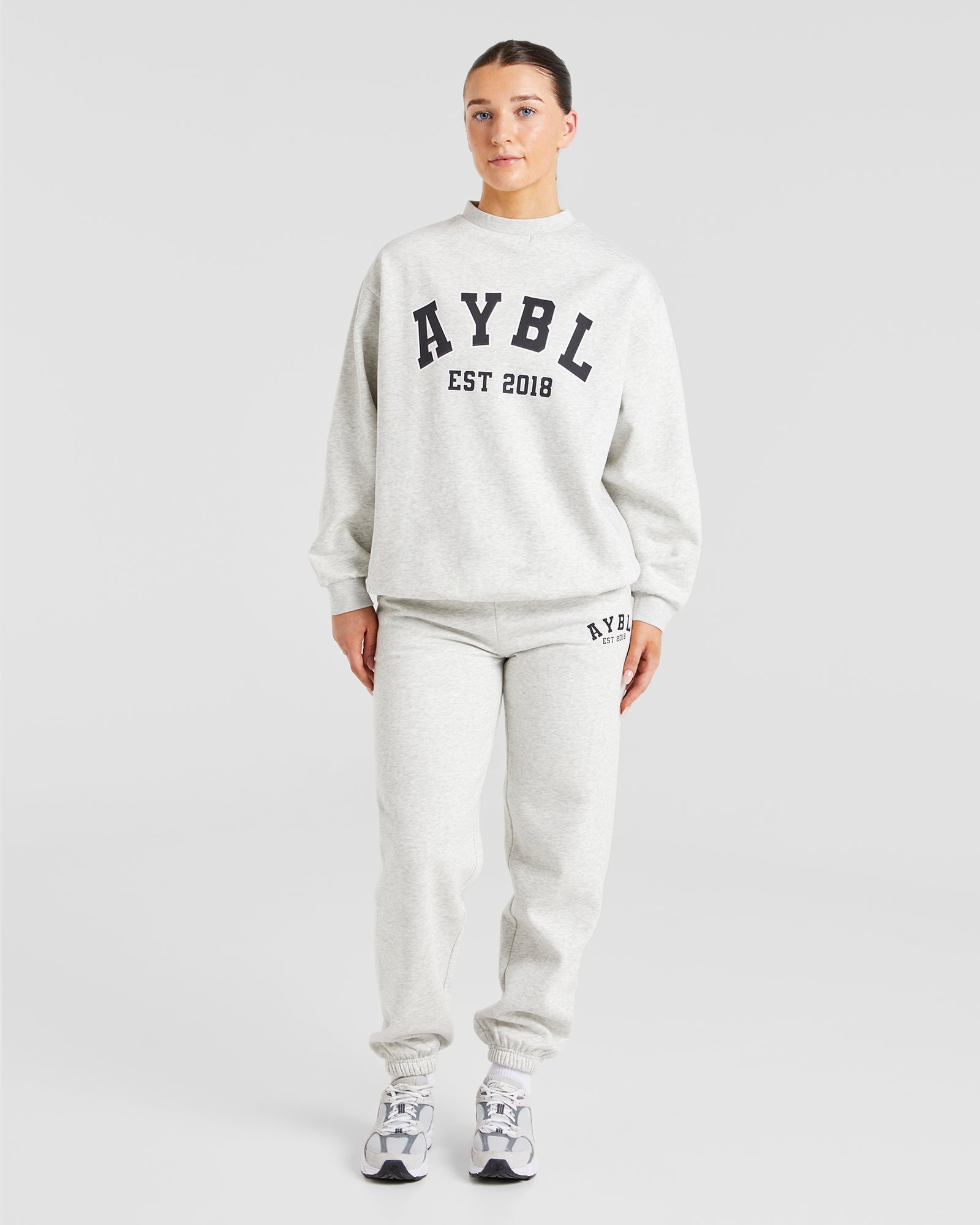 Varsity Graphic Oversized Sweatshirt - Grey Marl