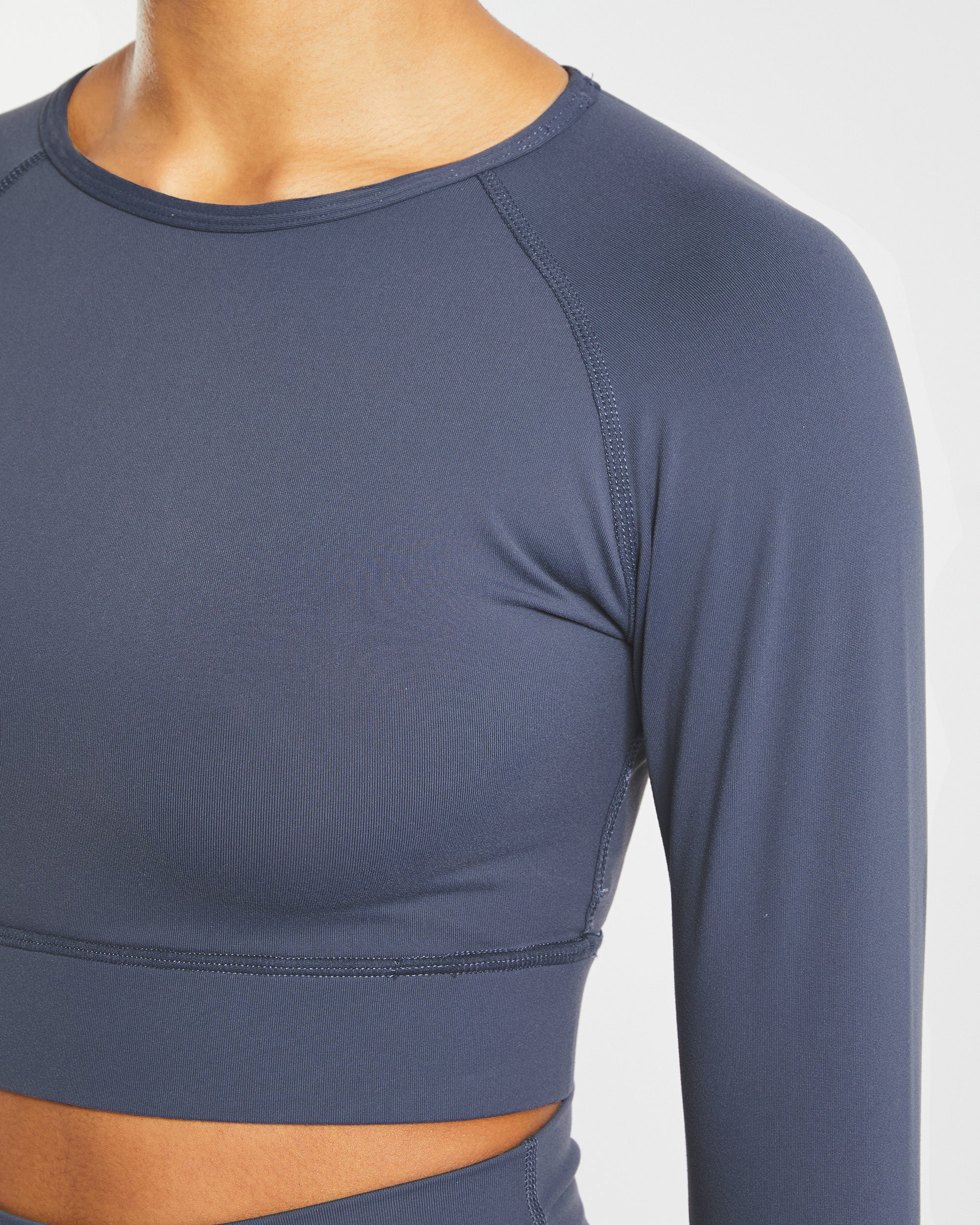 Core Long Sleeve Crop Top - Navy Blue