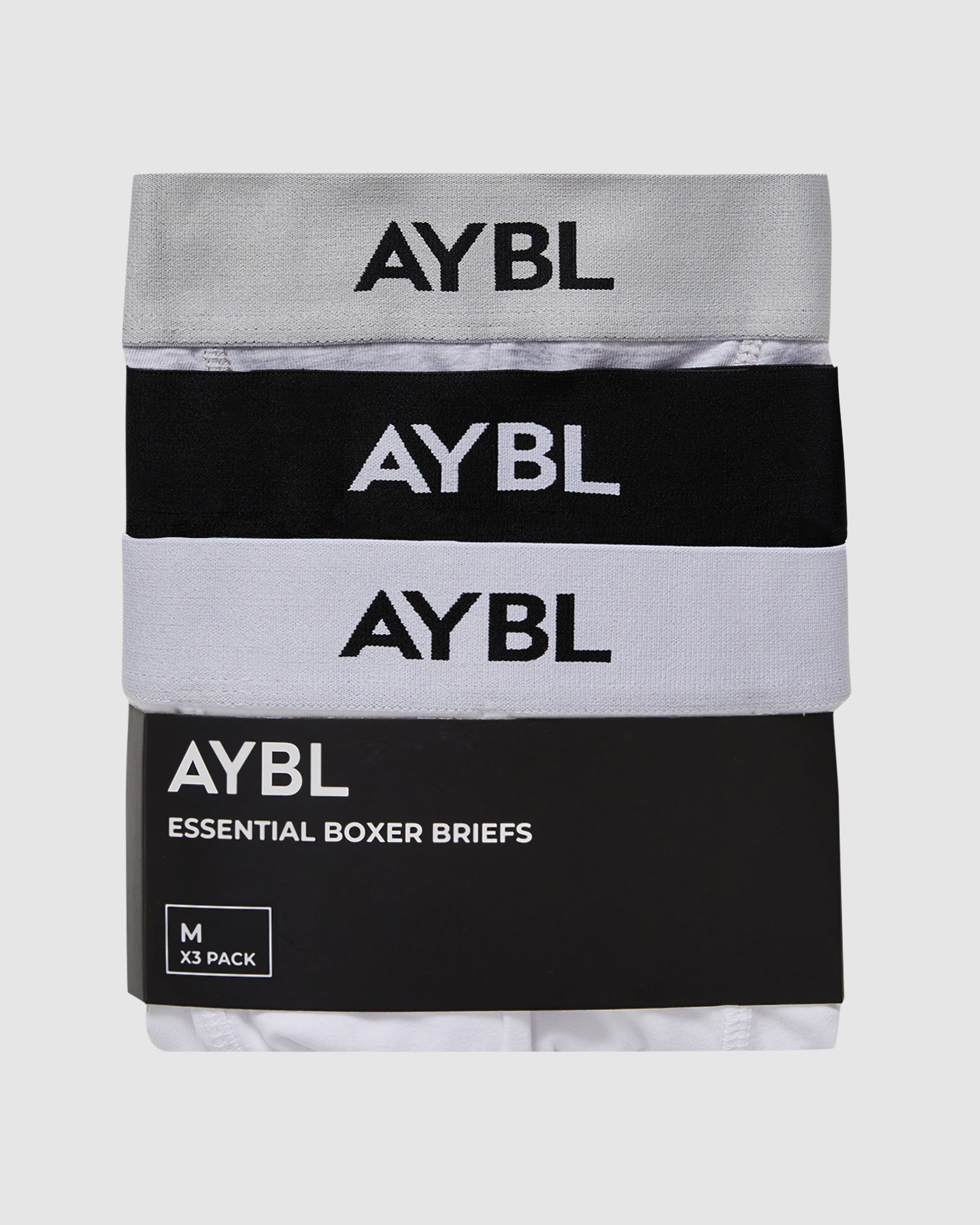 Essential Boxer Brief (3 pack) - Black/White/Grey