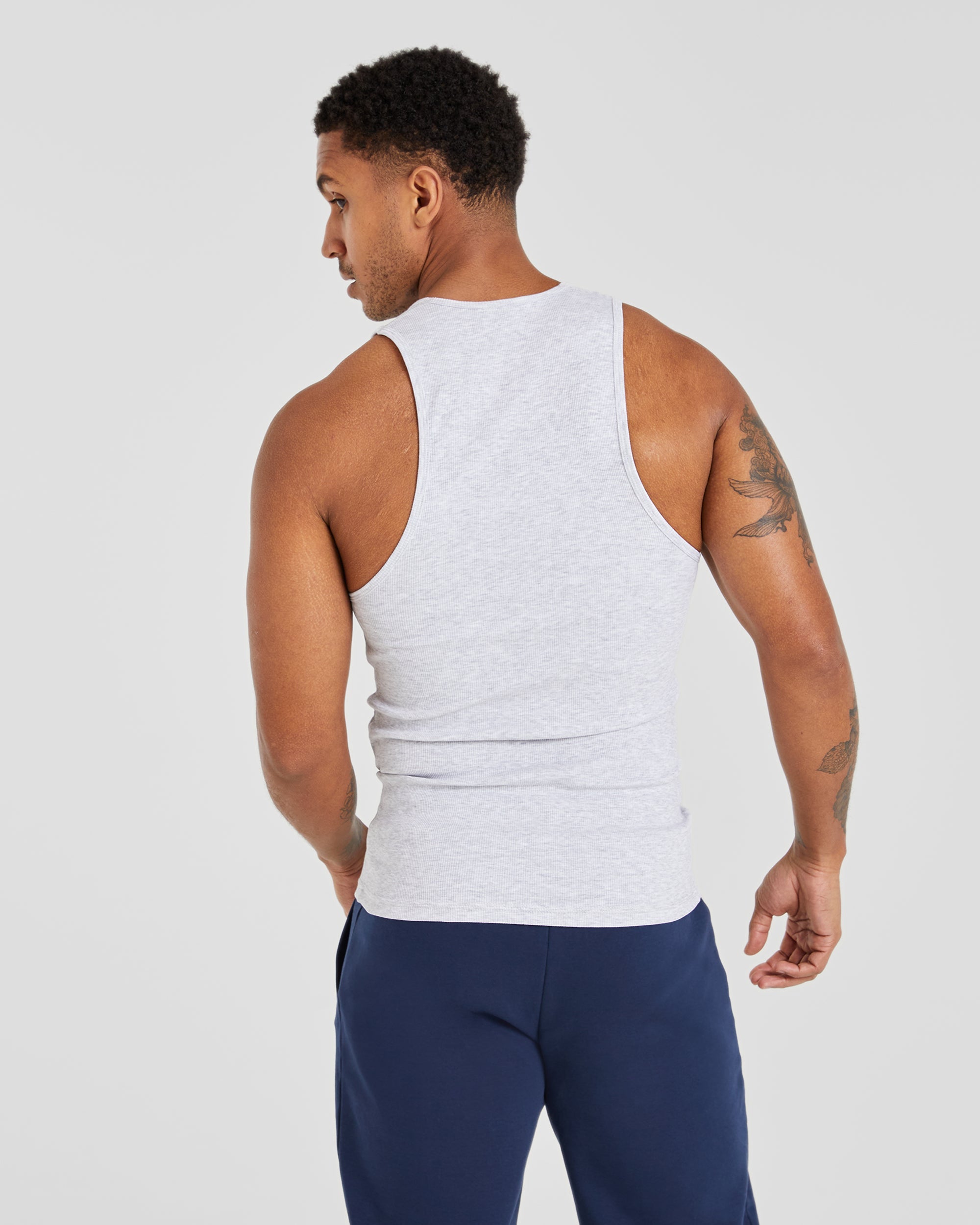 Essential Ribbed Tank - Light Grey Marl