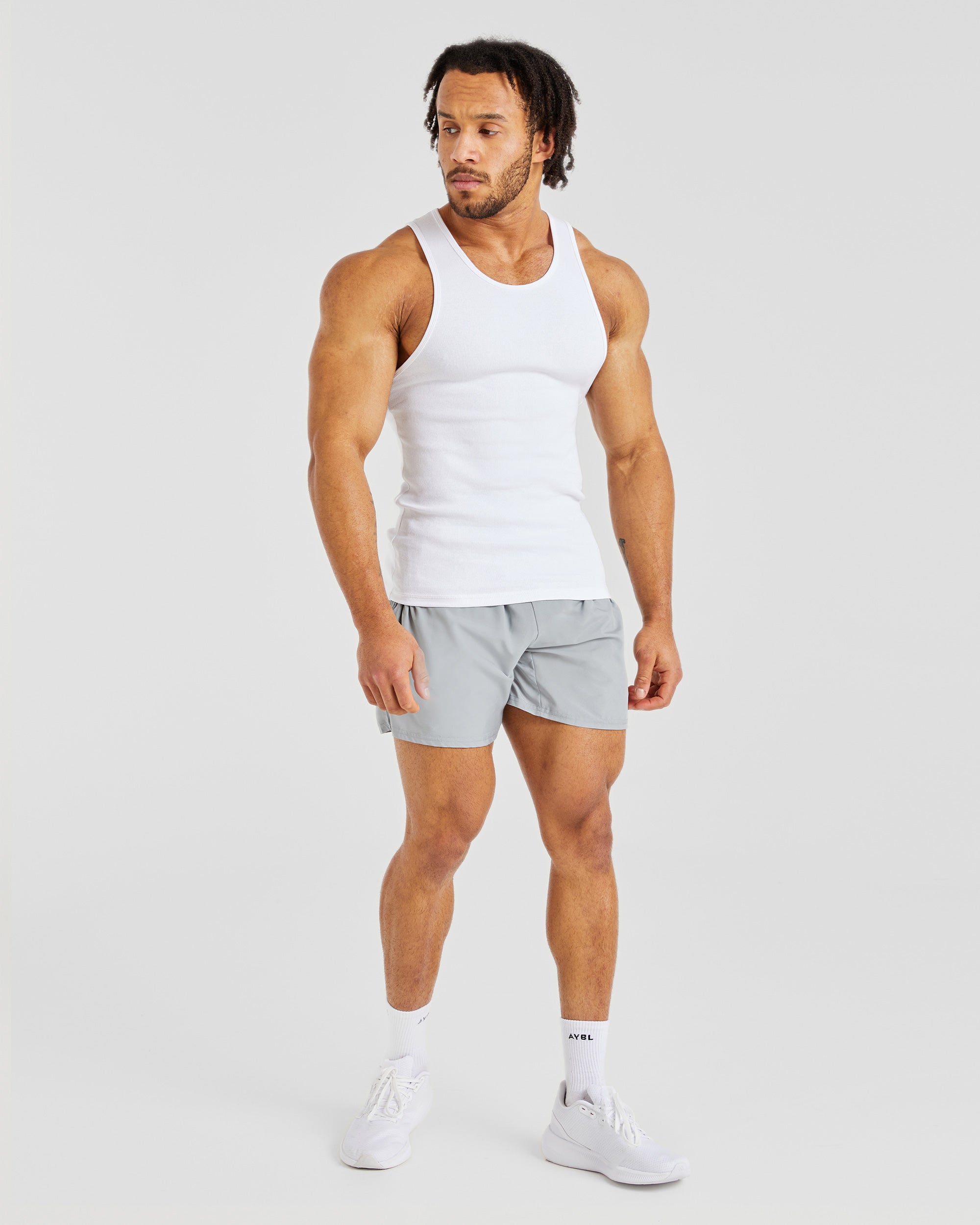 Muscle Ribbed Tank - White