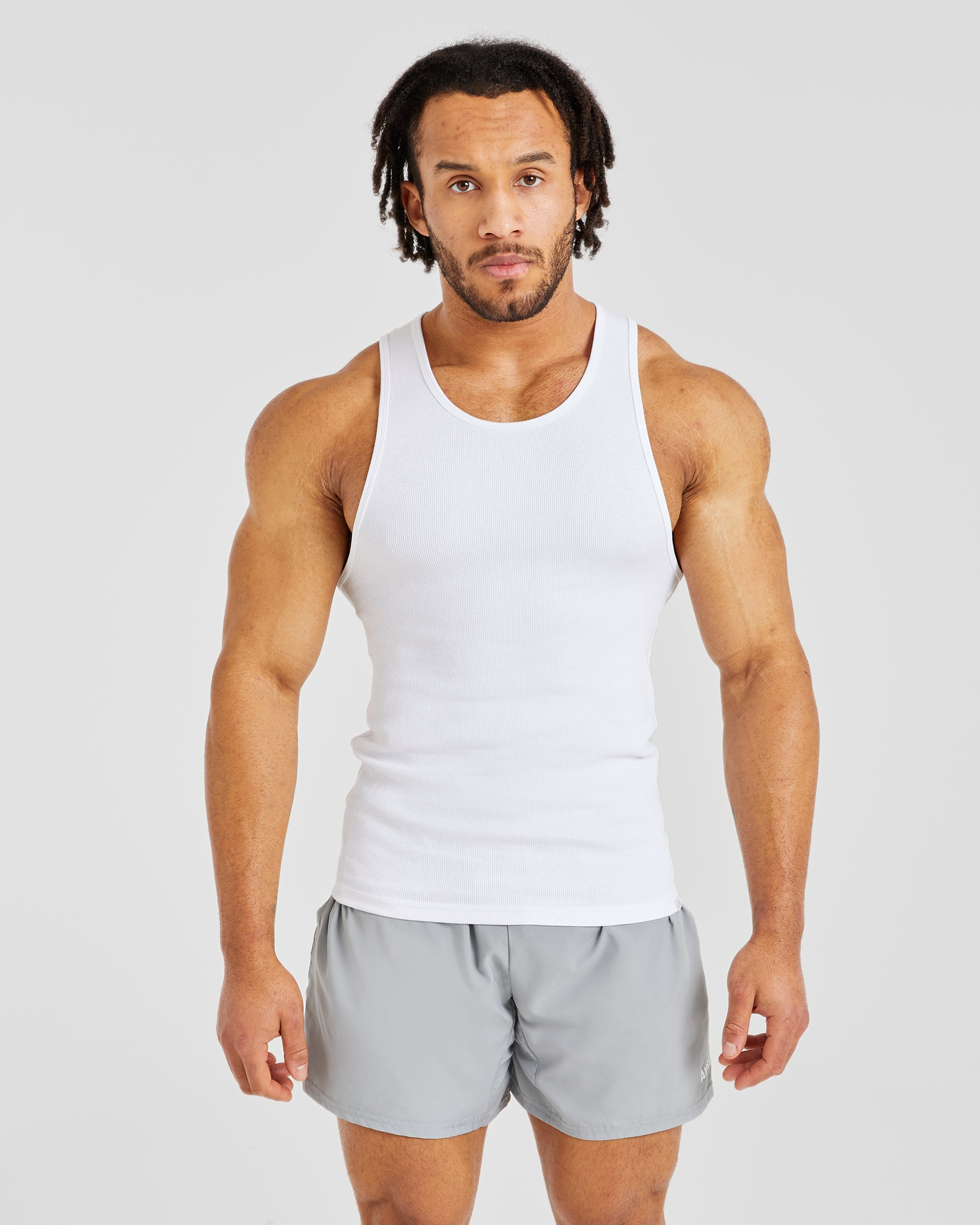 Muscle Ribbed Tank - White