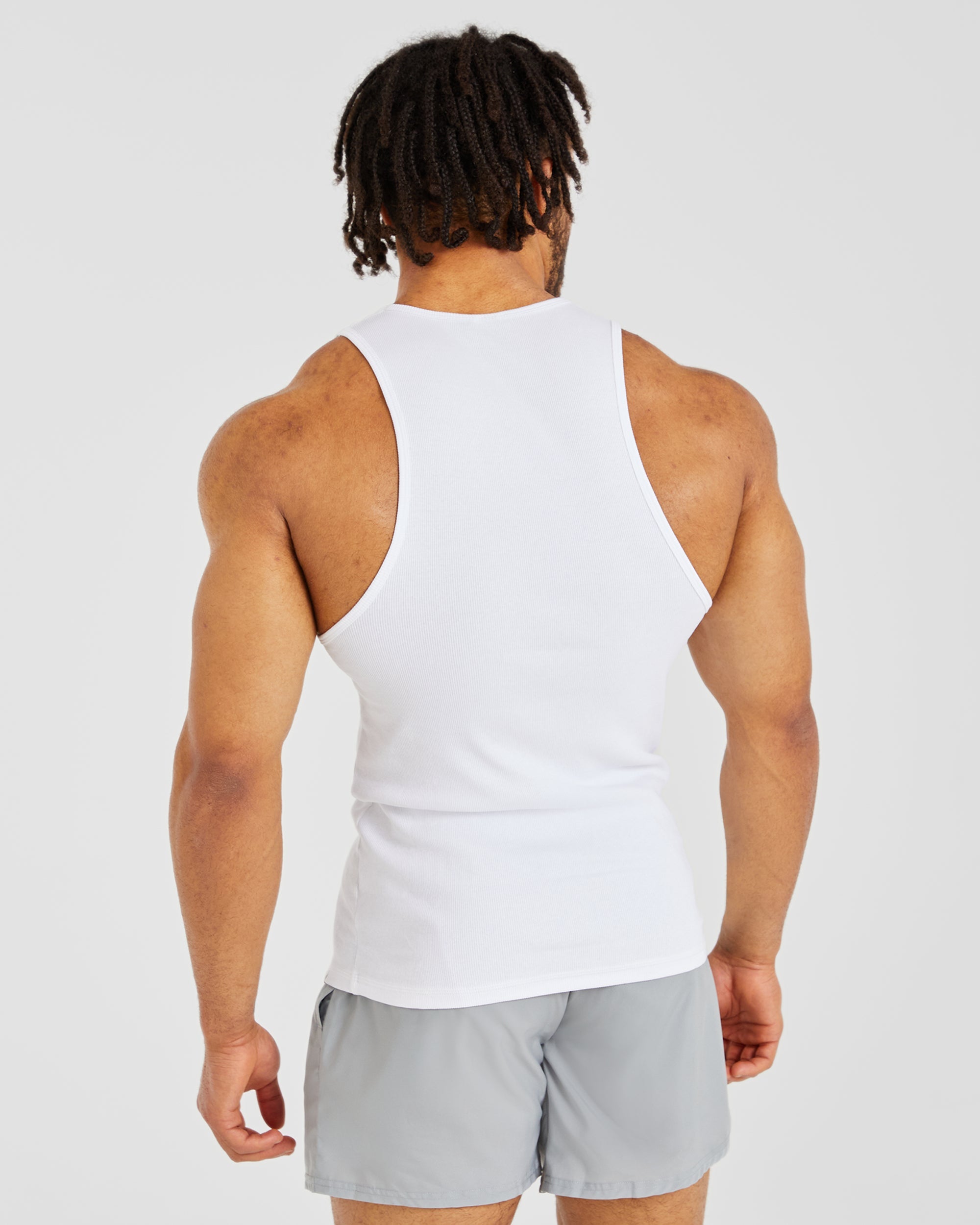 Muscle Ribbed Tank - White