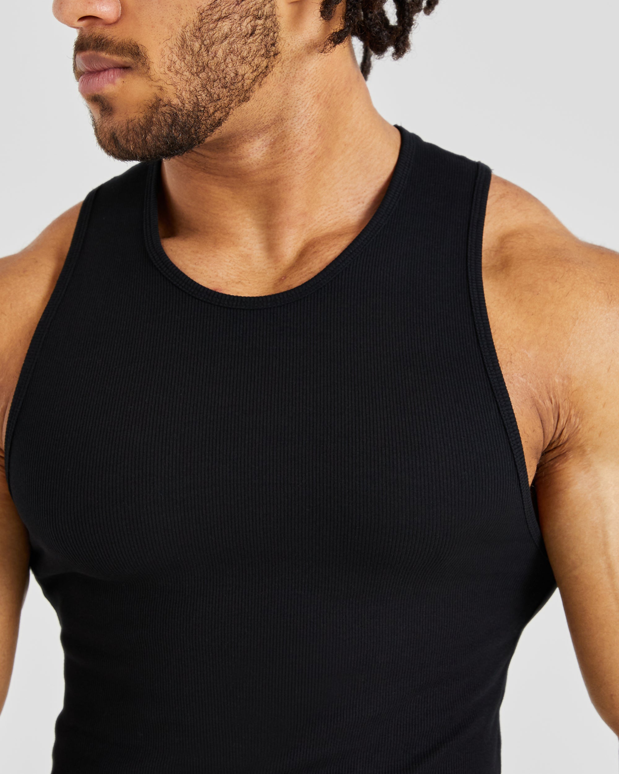 Essential Ribbed Tank - Black