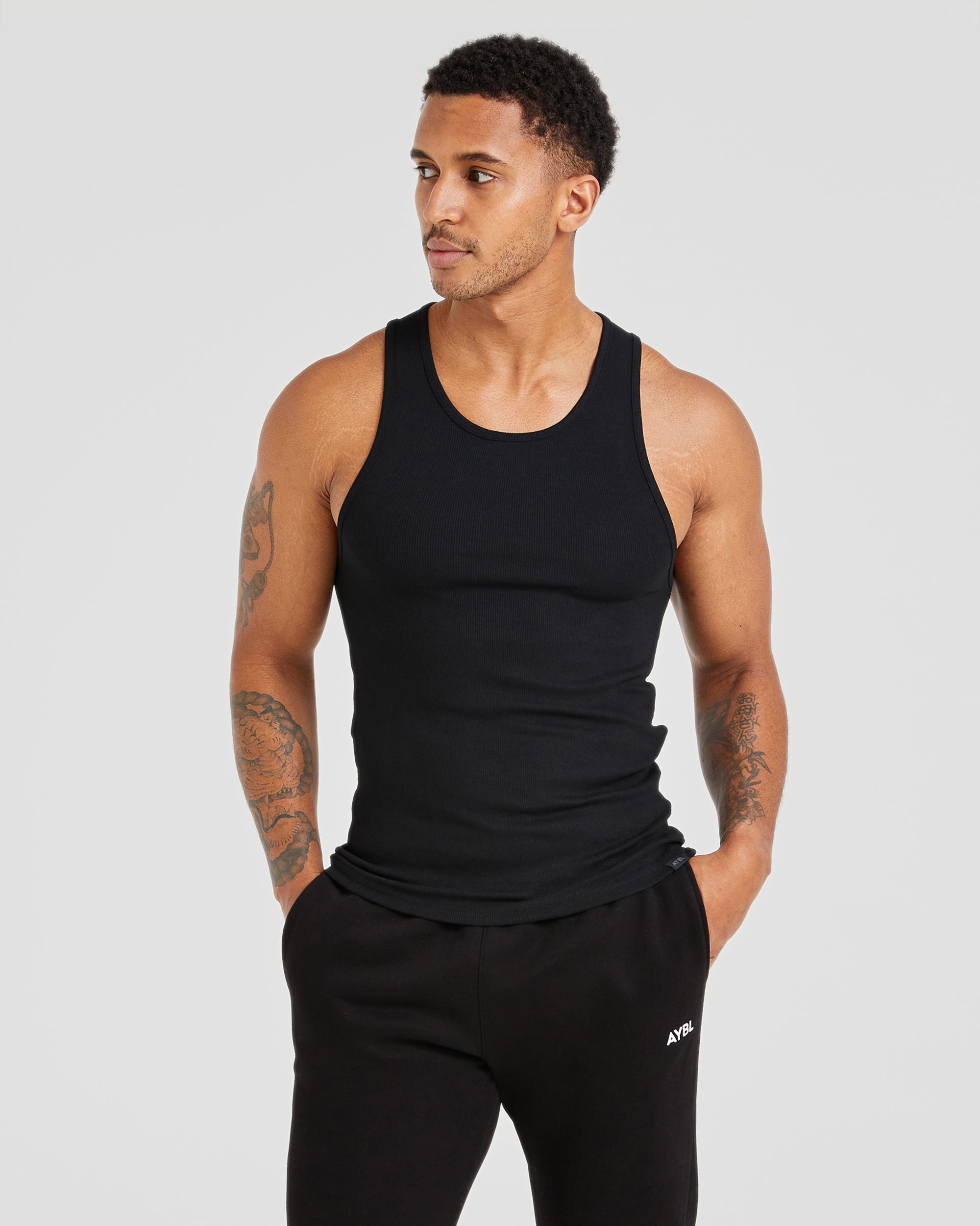 Muscle Ribbed Tank - Black