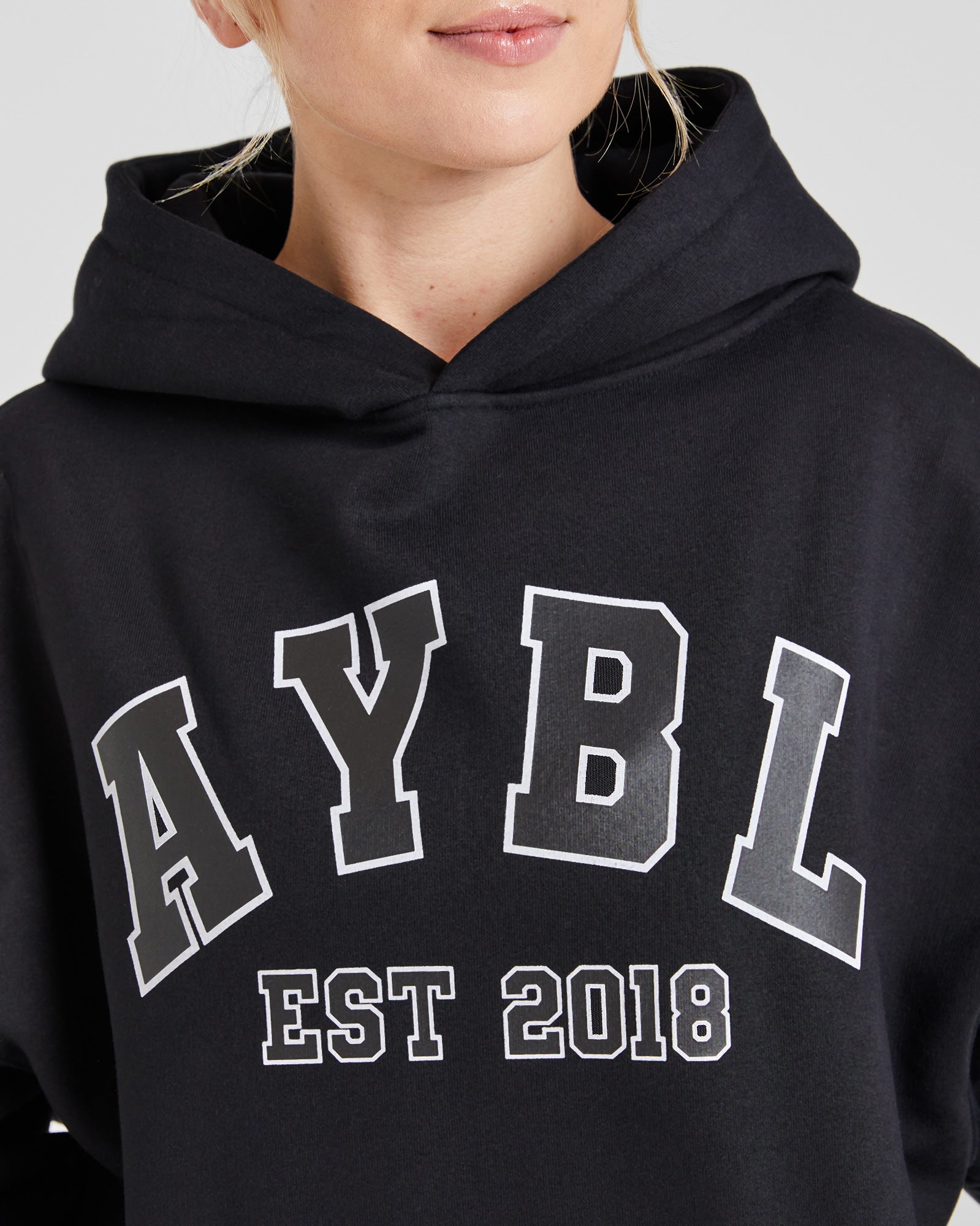 Varsity Graphic Oversized Hoodie - Black