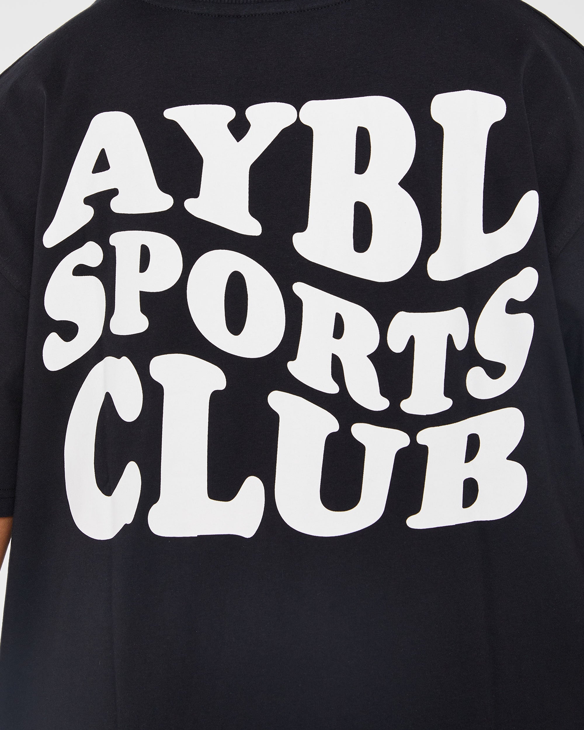 Sports Club Wavy Oversized T Shirt - Black