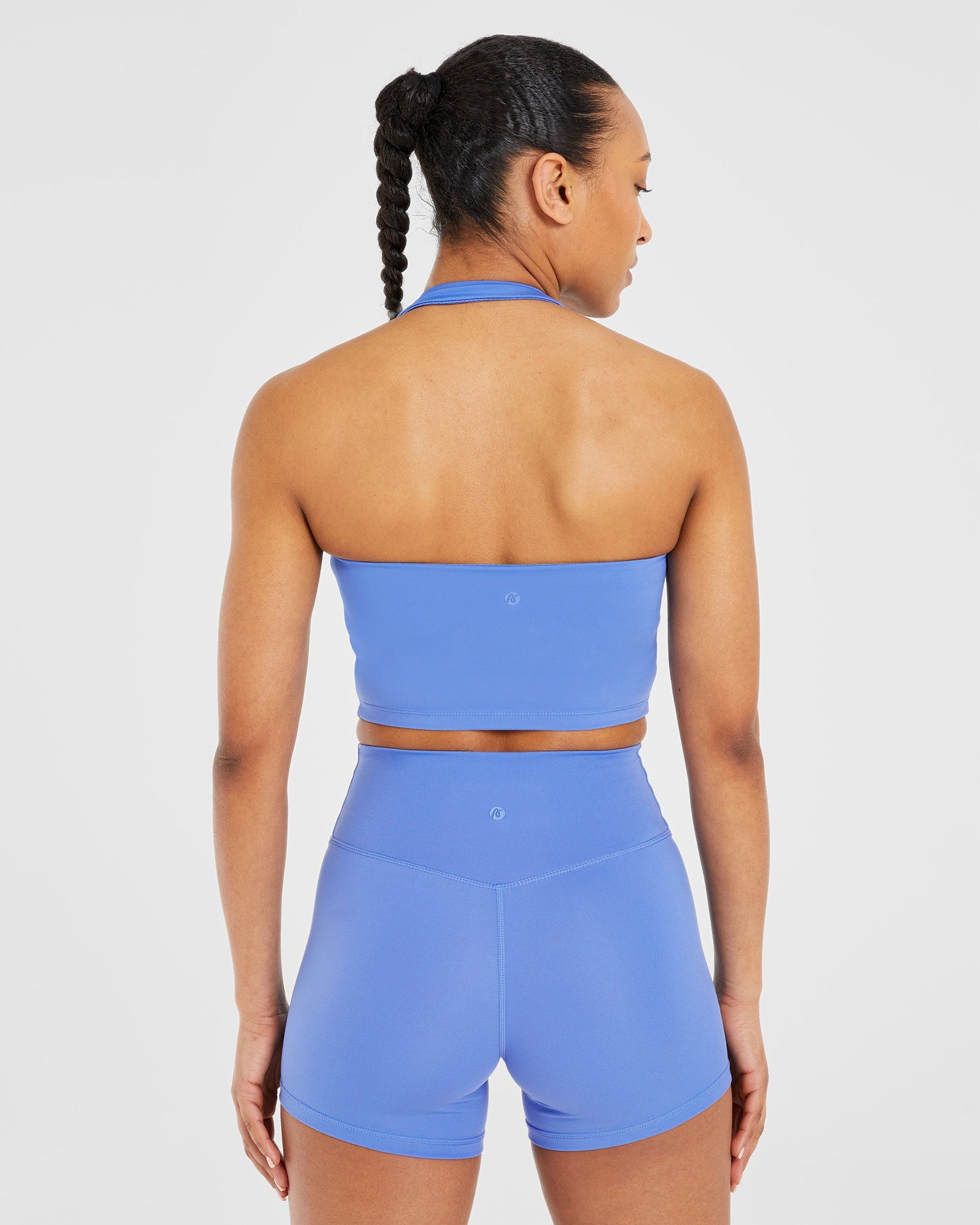 Mojave Sunset Halterneck Crop Top Blue Striped