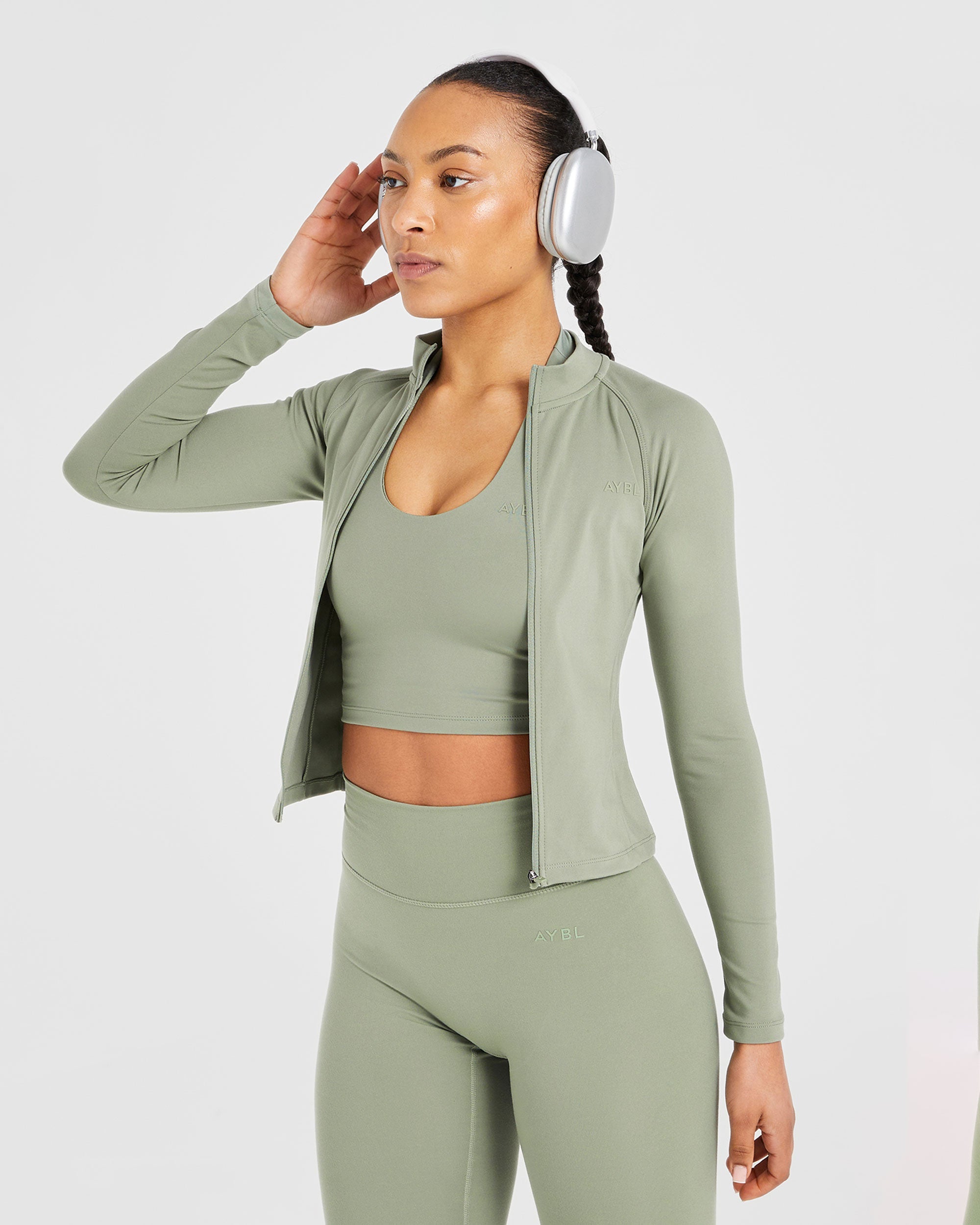 Staple Halterneck Crop Top - Olive Green