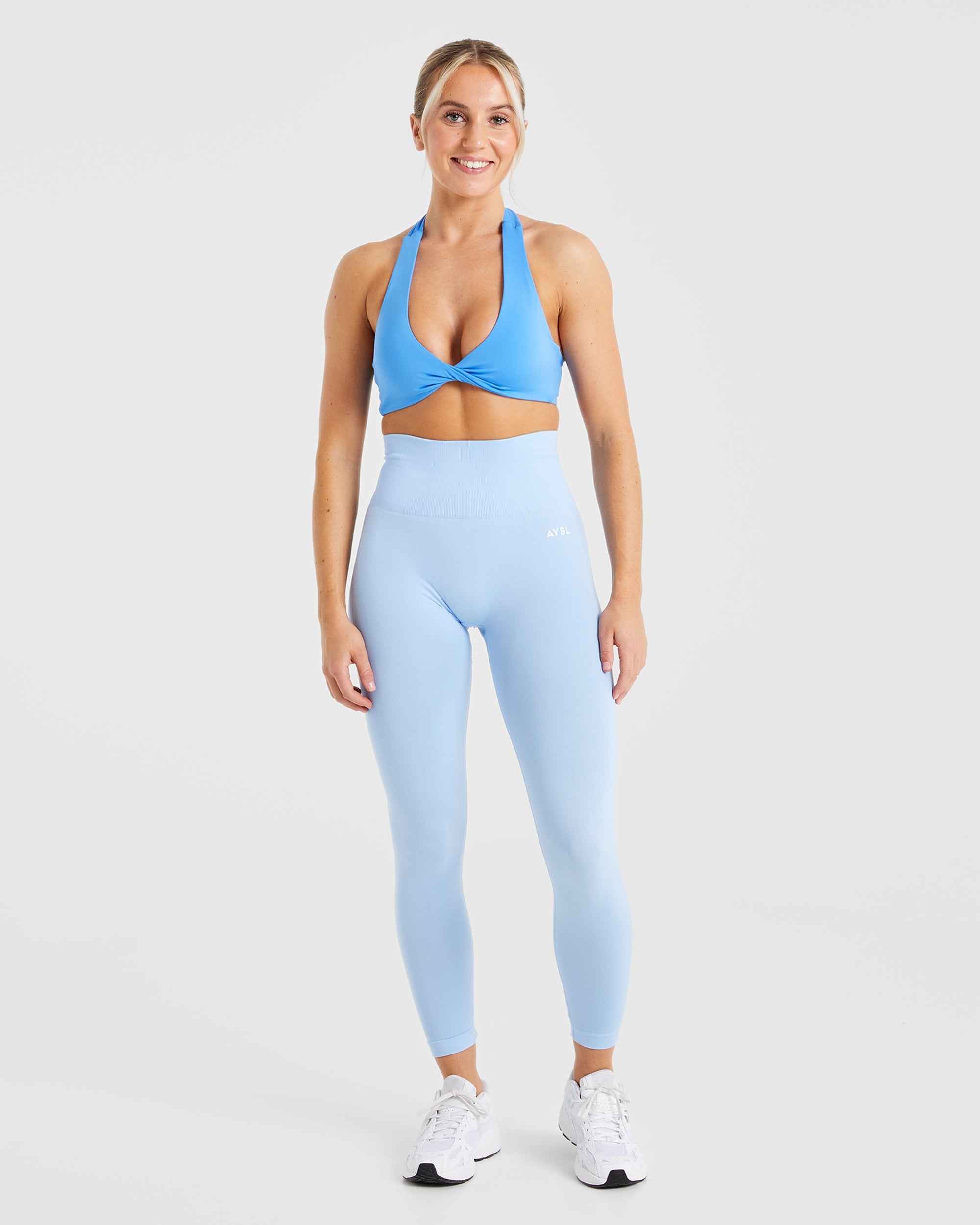 Essential Halterneck Sports Bra - Summer Blue