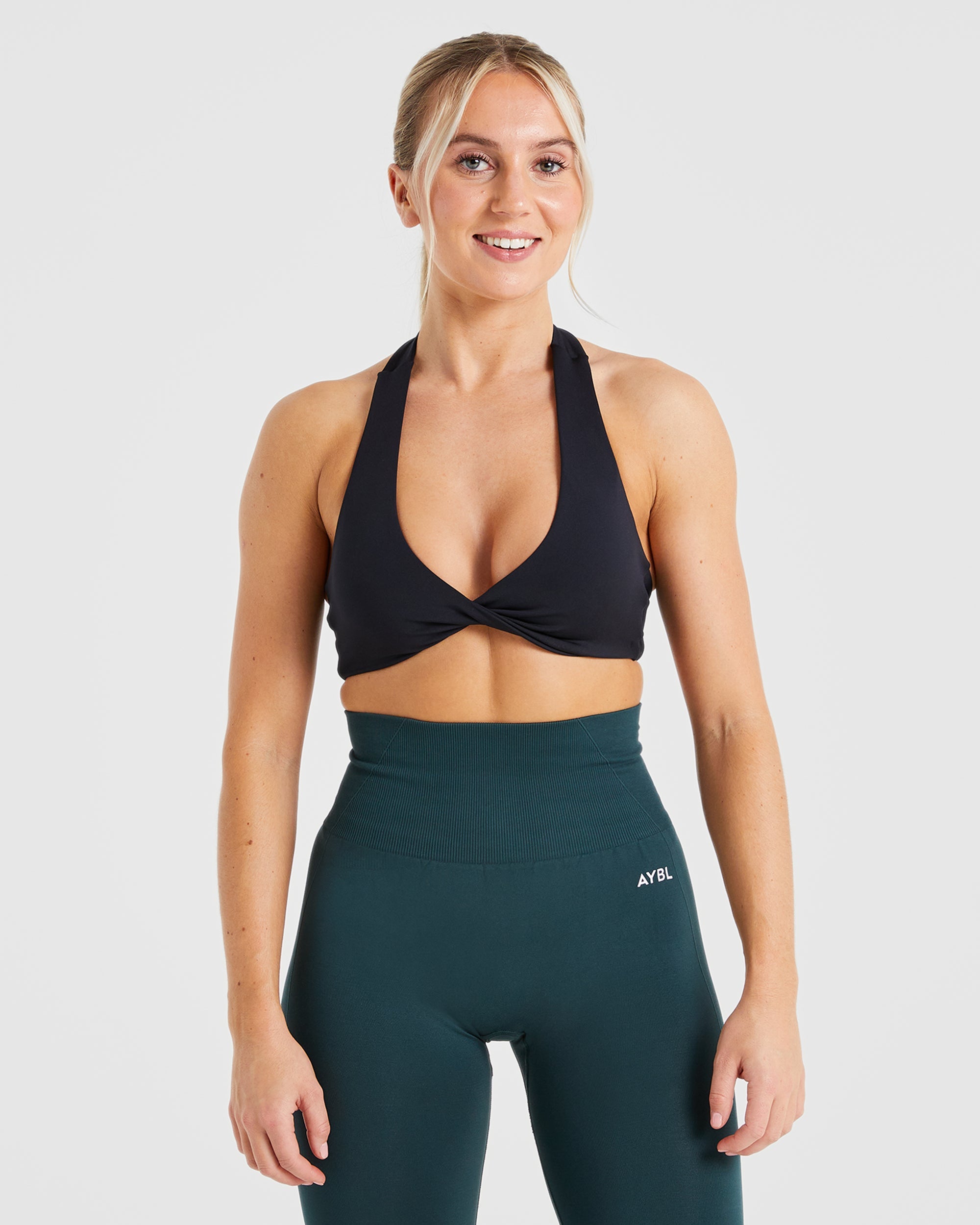 Essential Halterneck Sports Bra - Black