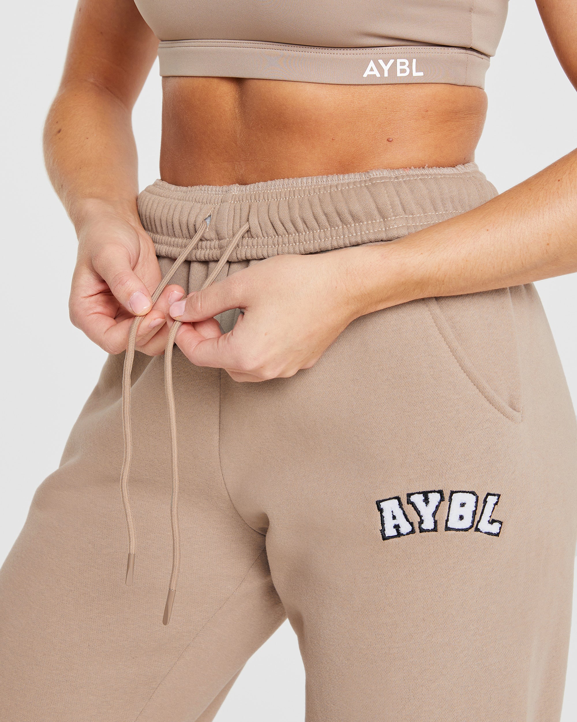 Varsity Oversized Joggers - Latte Brown