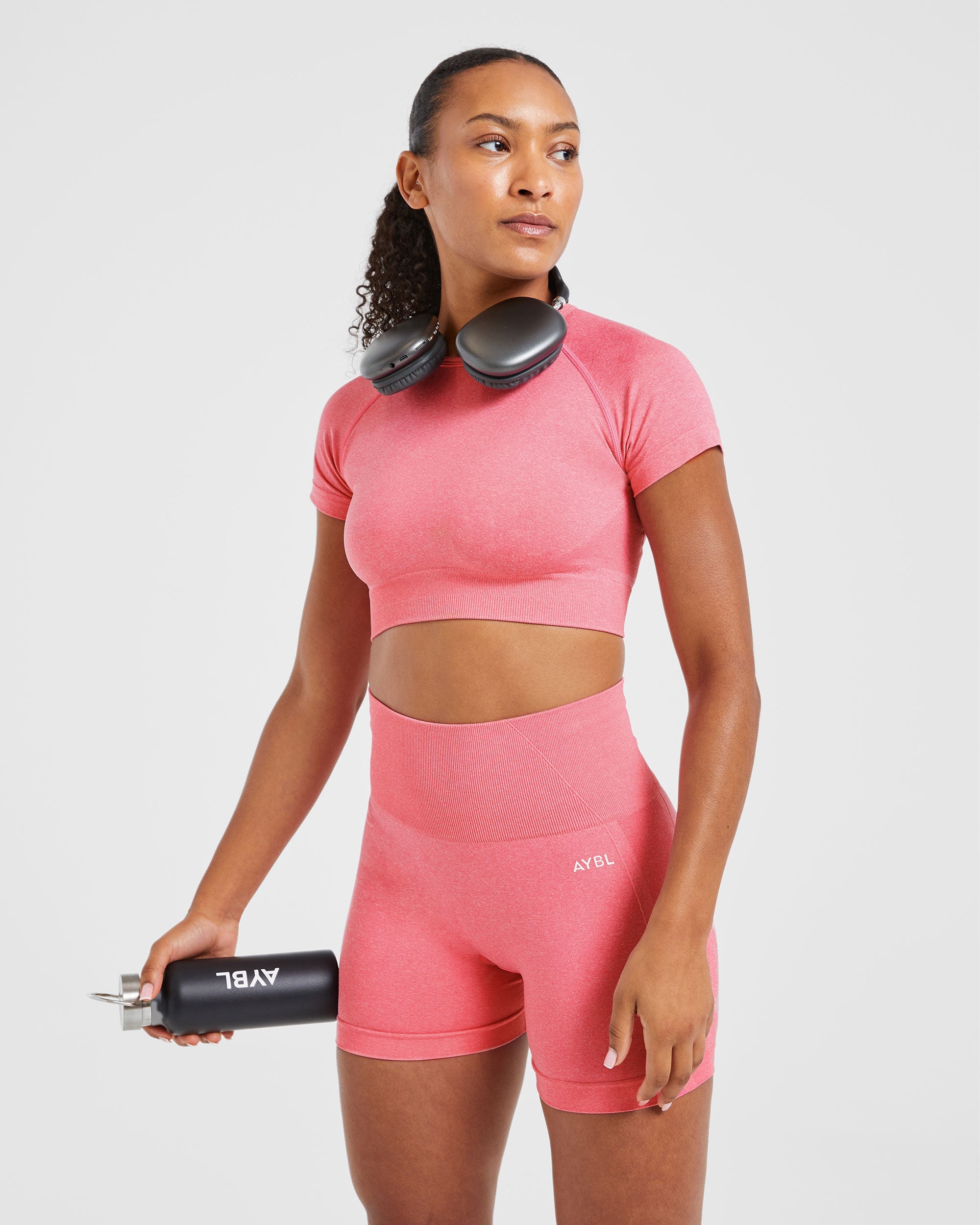 Empower Seamless Crop Top - Pink Marl