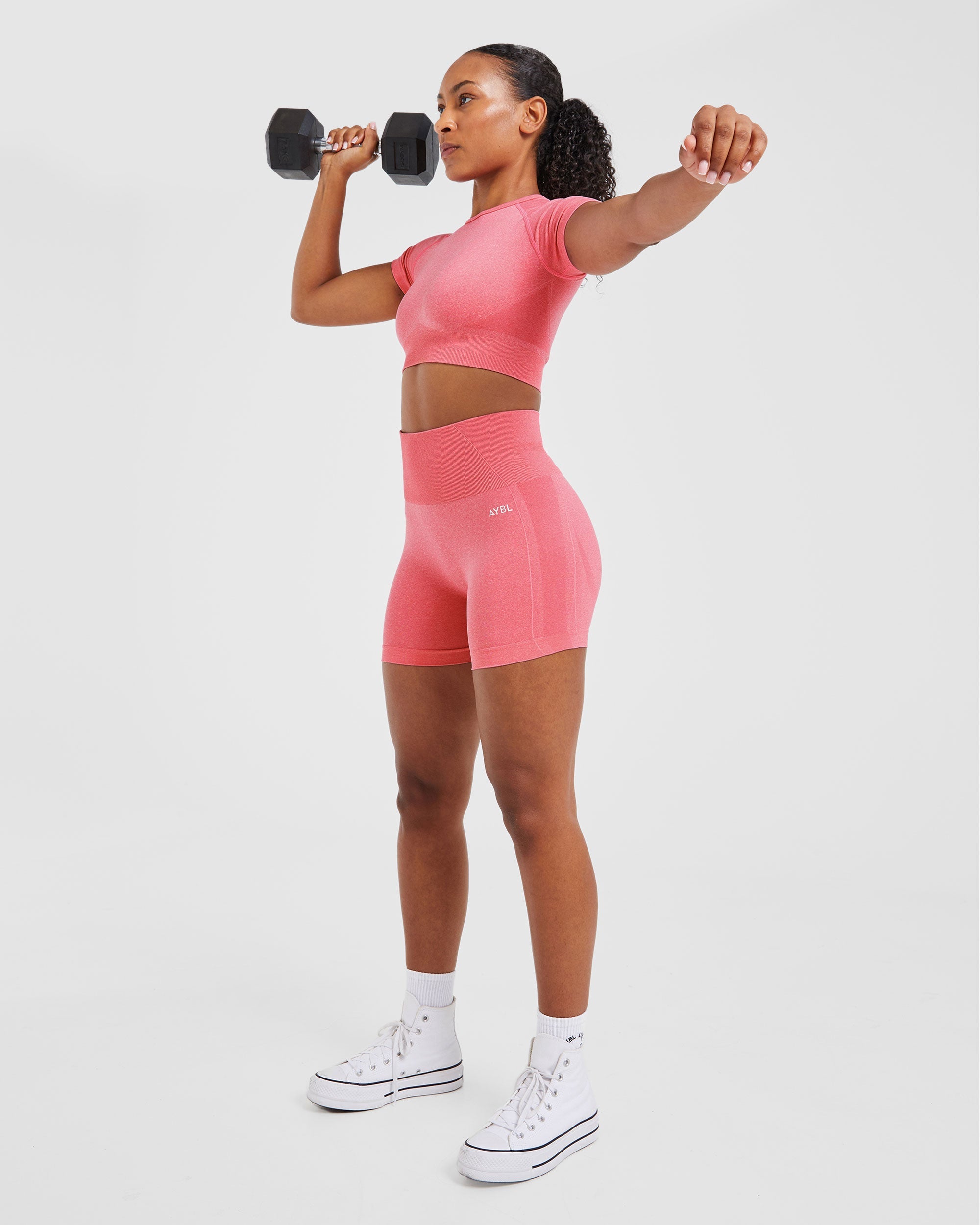 Empower Seamless Crop Top - Pink Marl