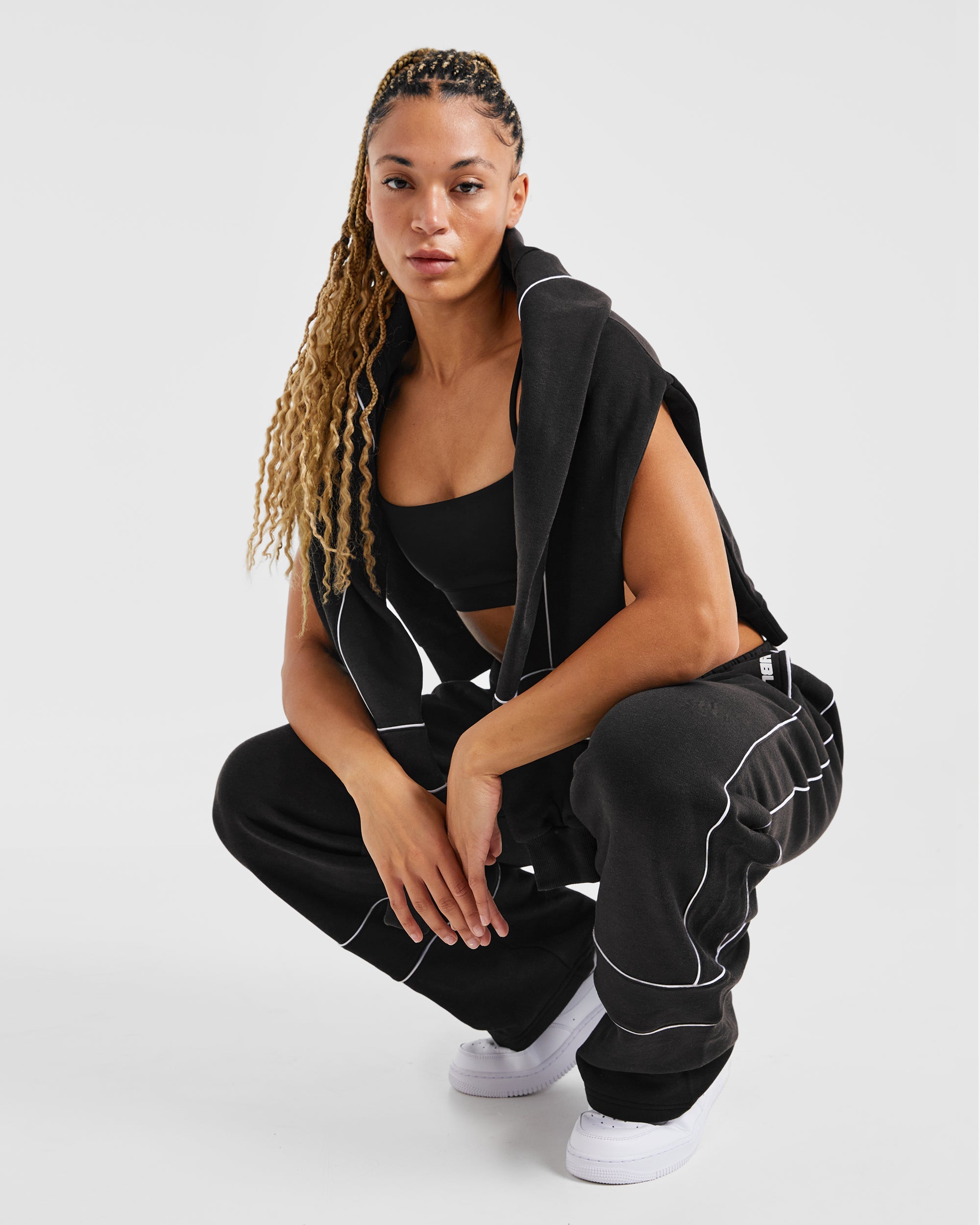 Justine Oversized Straight Leg Joggers - Washed Black