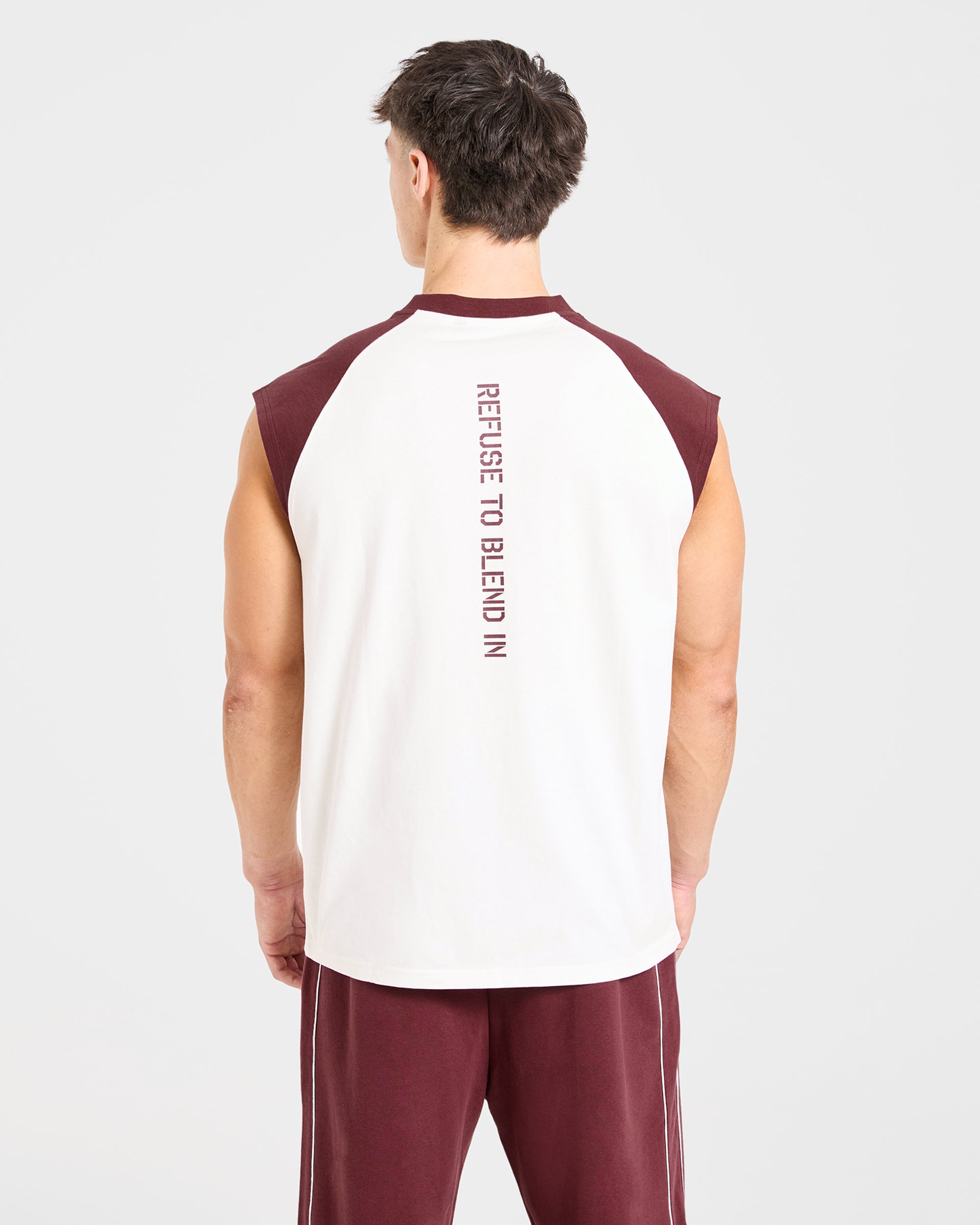 Cam Kissel x Contrast Oversized Tank - Off White/Burgundy