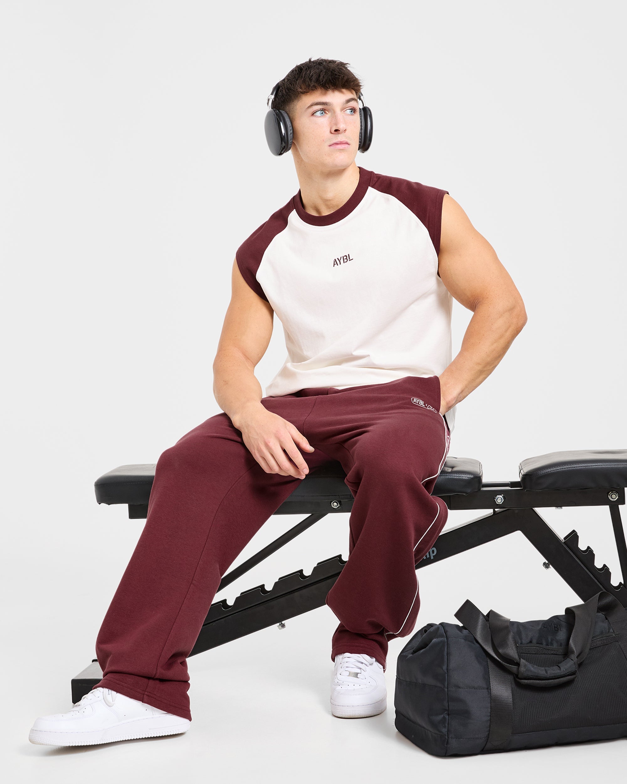 Cam Kissel x Contrast Oversized Tank - Off White/Burgundy
