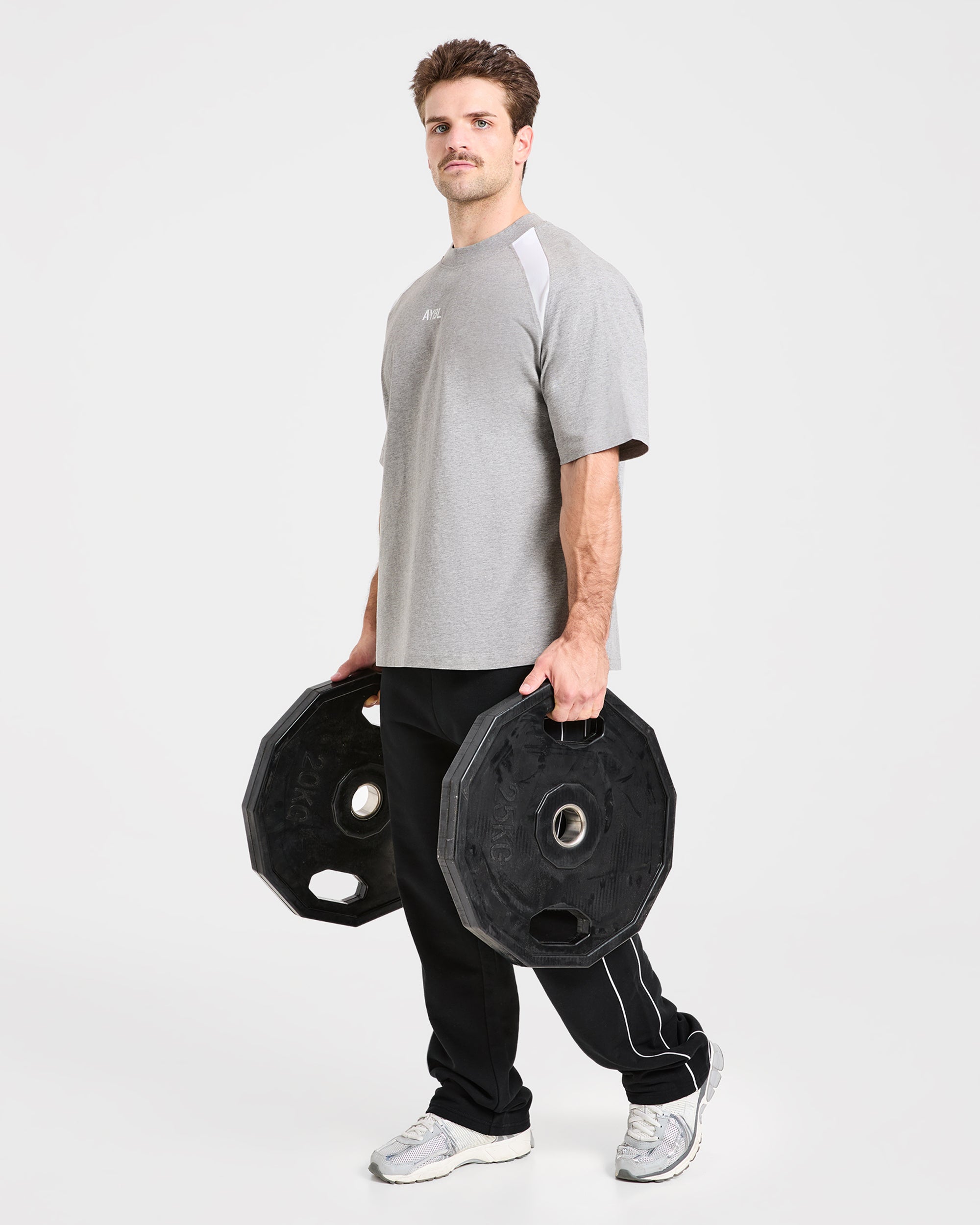 Cam Kissel x Contrast Oversized T Shirt - Mid Marl Grey