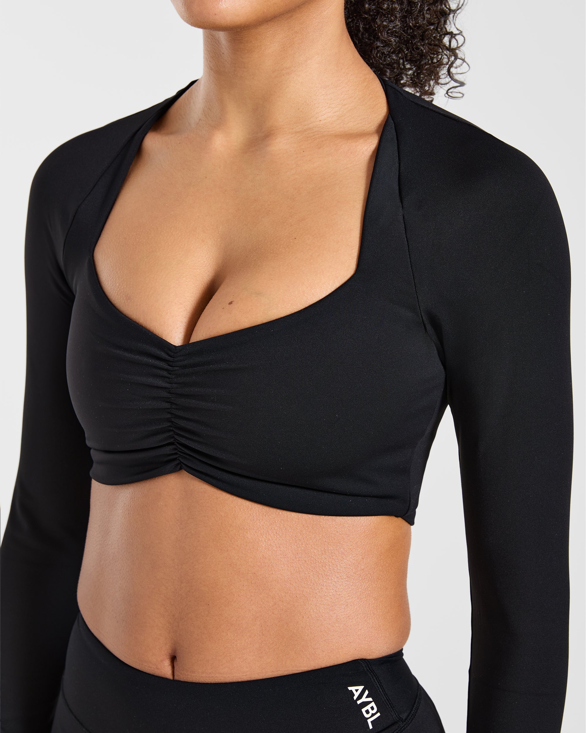 Physique Long Sleeve Crop Top - Black
