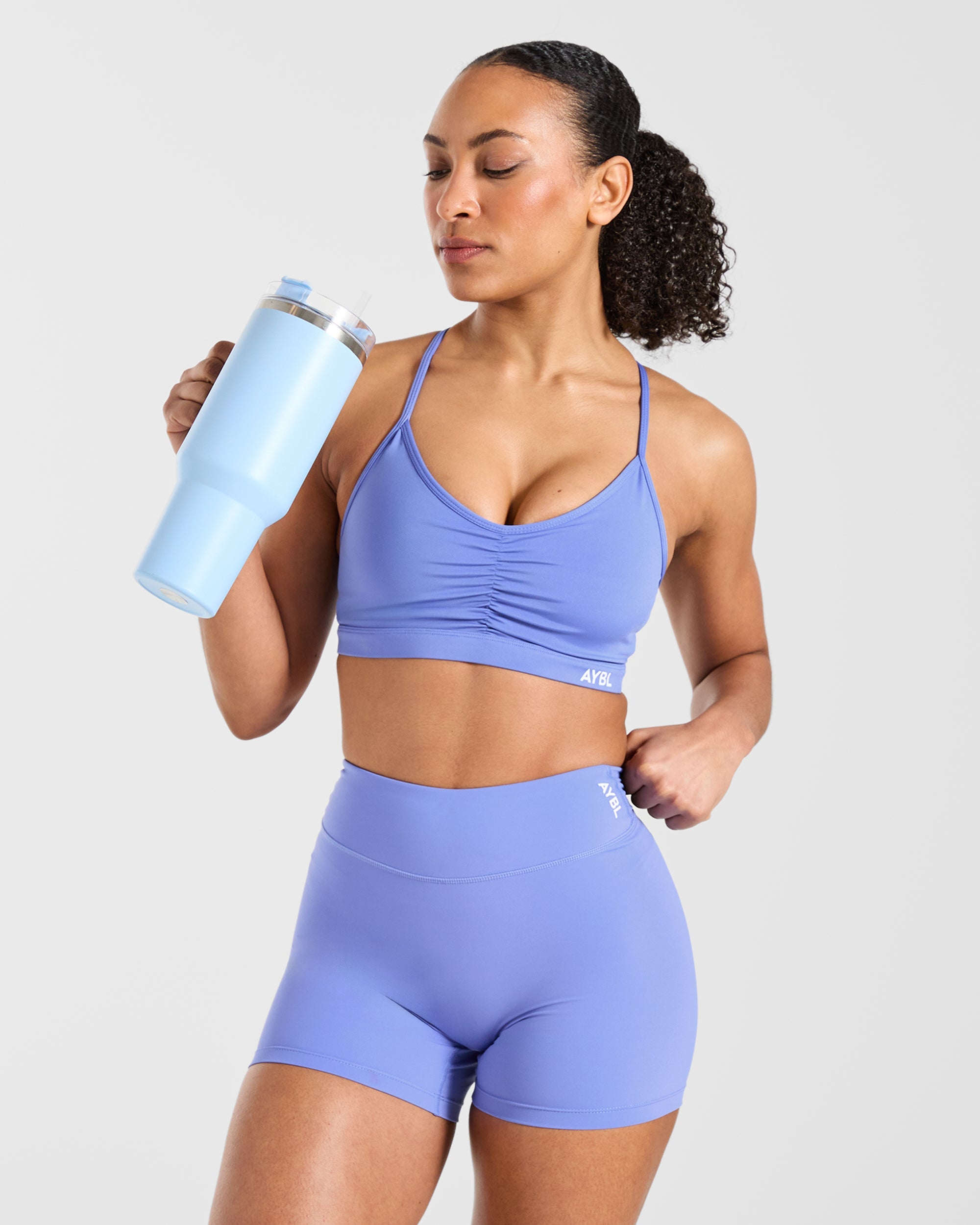 Essential Ruched Sports Bra - Cornflower Purple