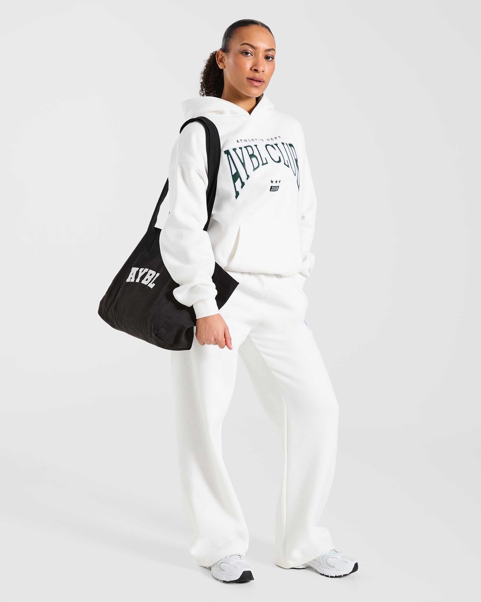 AYBL Club Oversized Hoodie - Off White/Forest Green