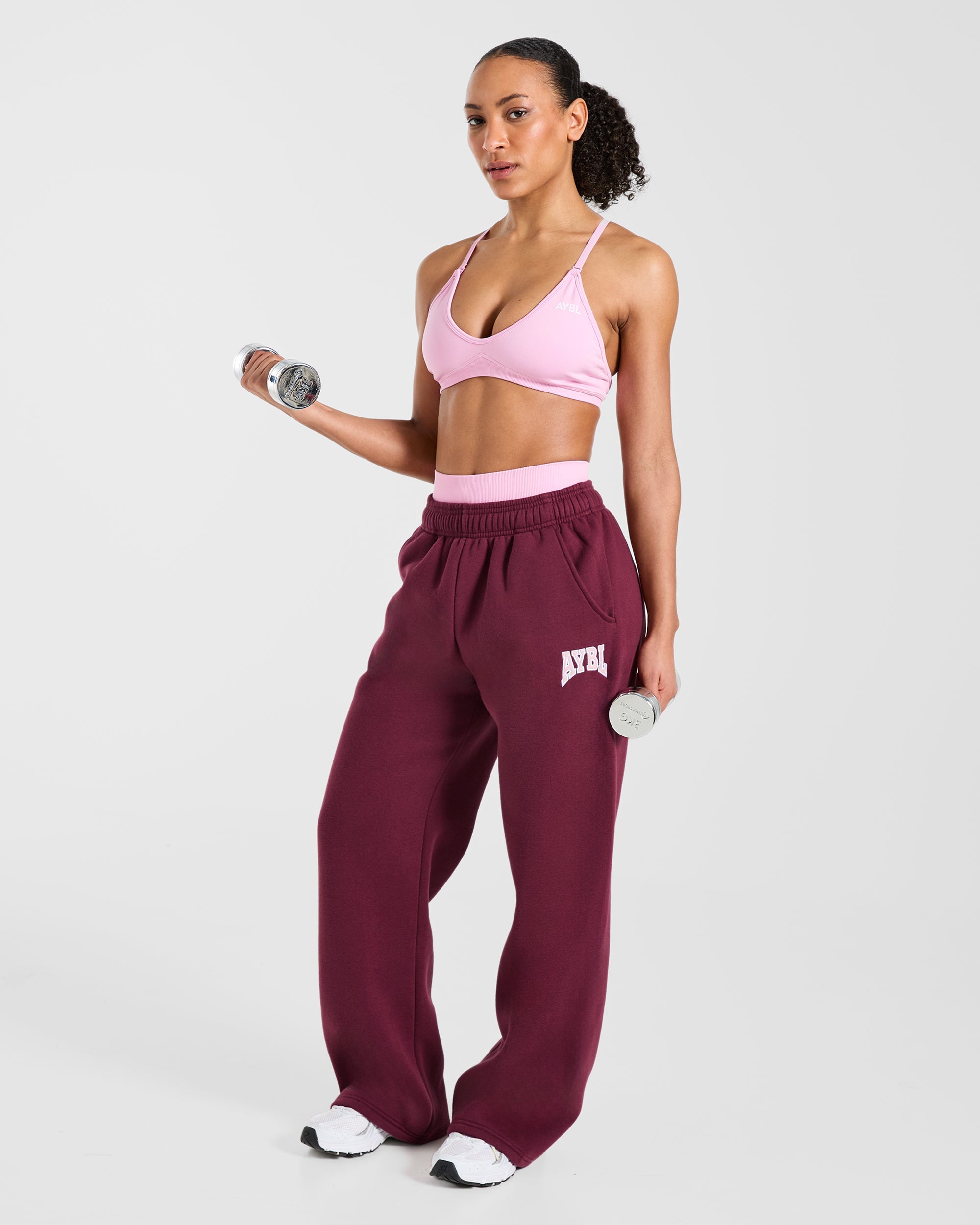 AYBL Club Oversized Straight Leg Joggers - Burgundy/Pink