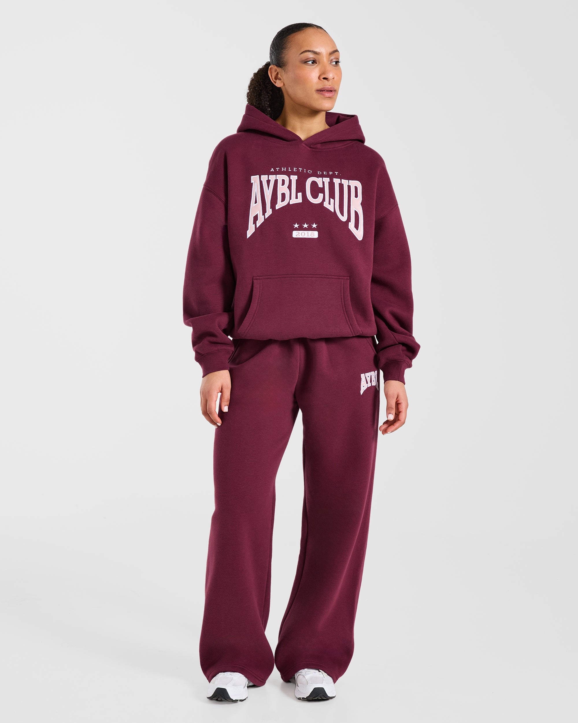 AYBL Club Oversized Straight Leg Joggers - Burgundy/Pink