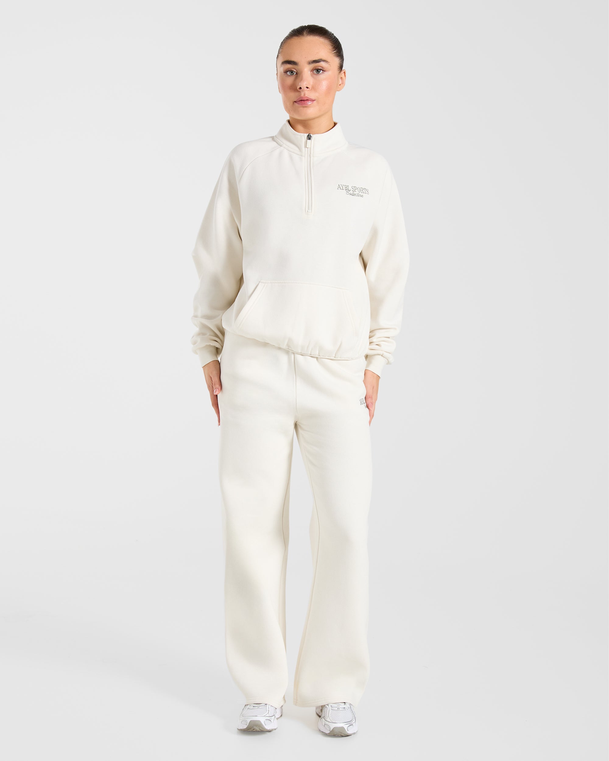 Sports Collective Oversized 1/4 Zip Pullover - Off White/Green