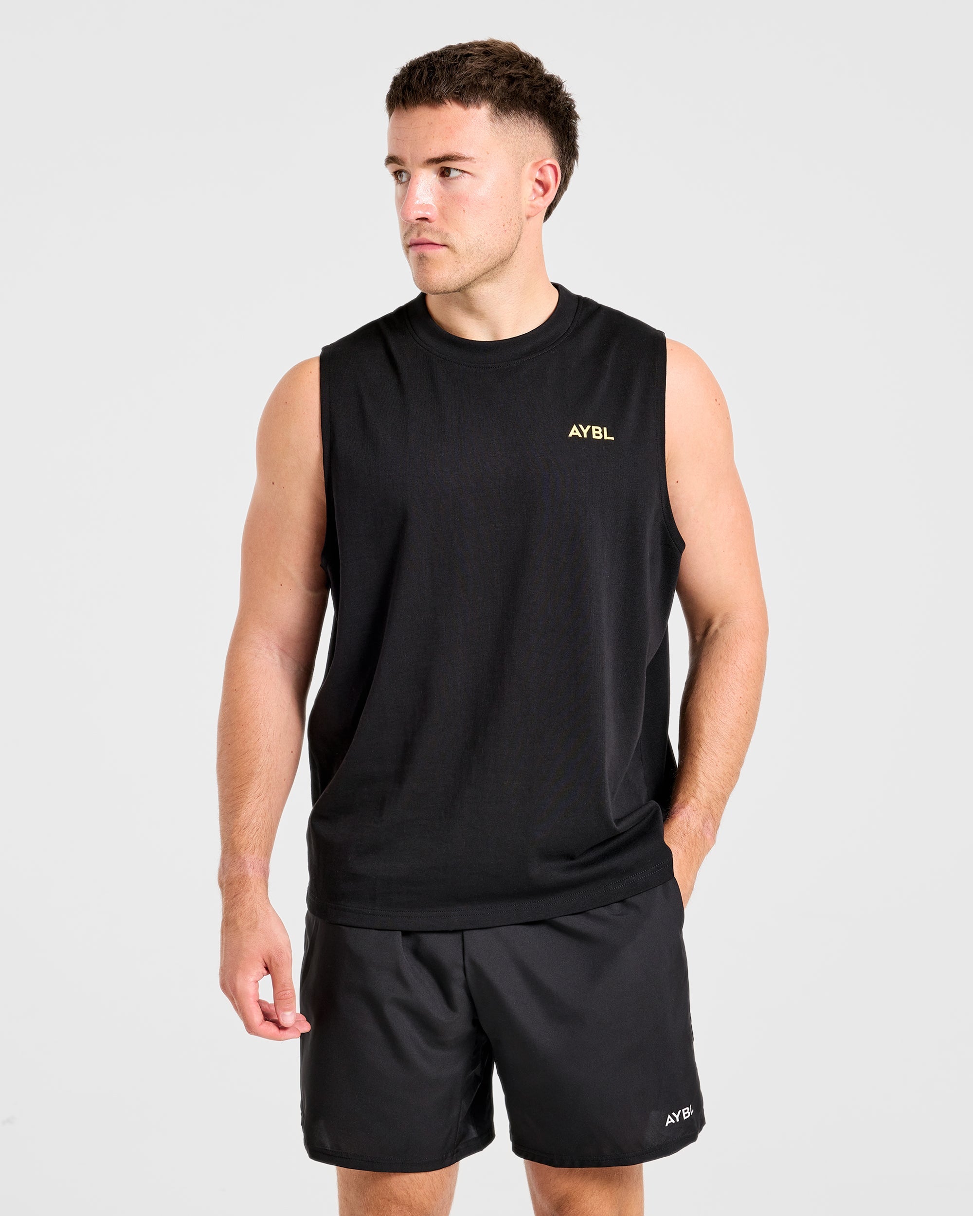 Essential Oversized Graphic Tank - Black/Yellow