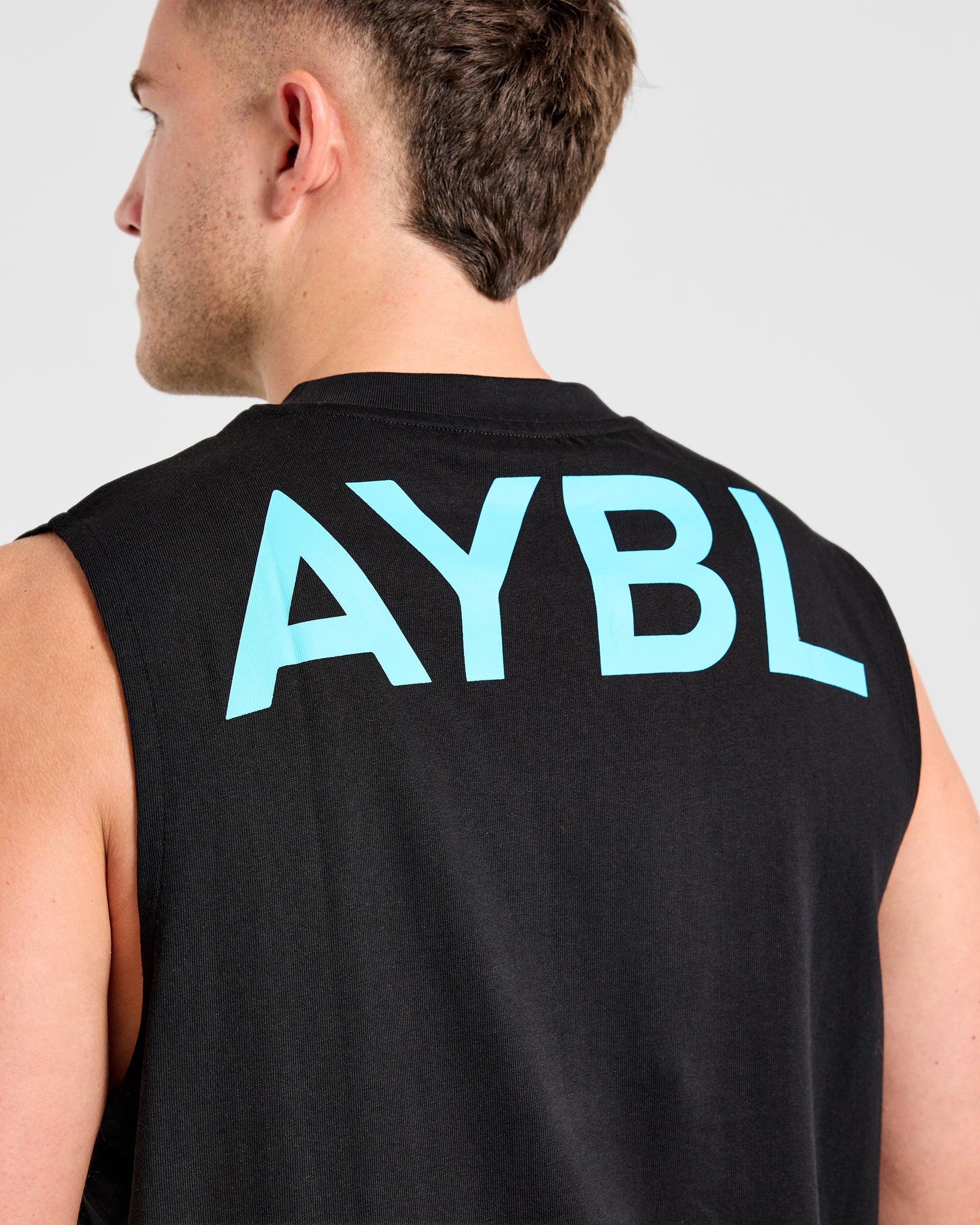 Essential Oversized Graphic Tank - Black/Aqua