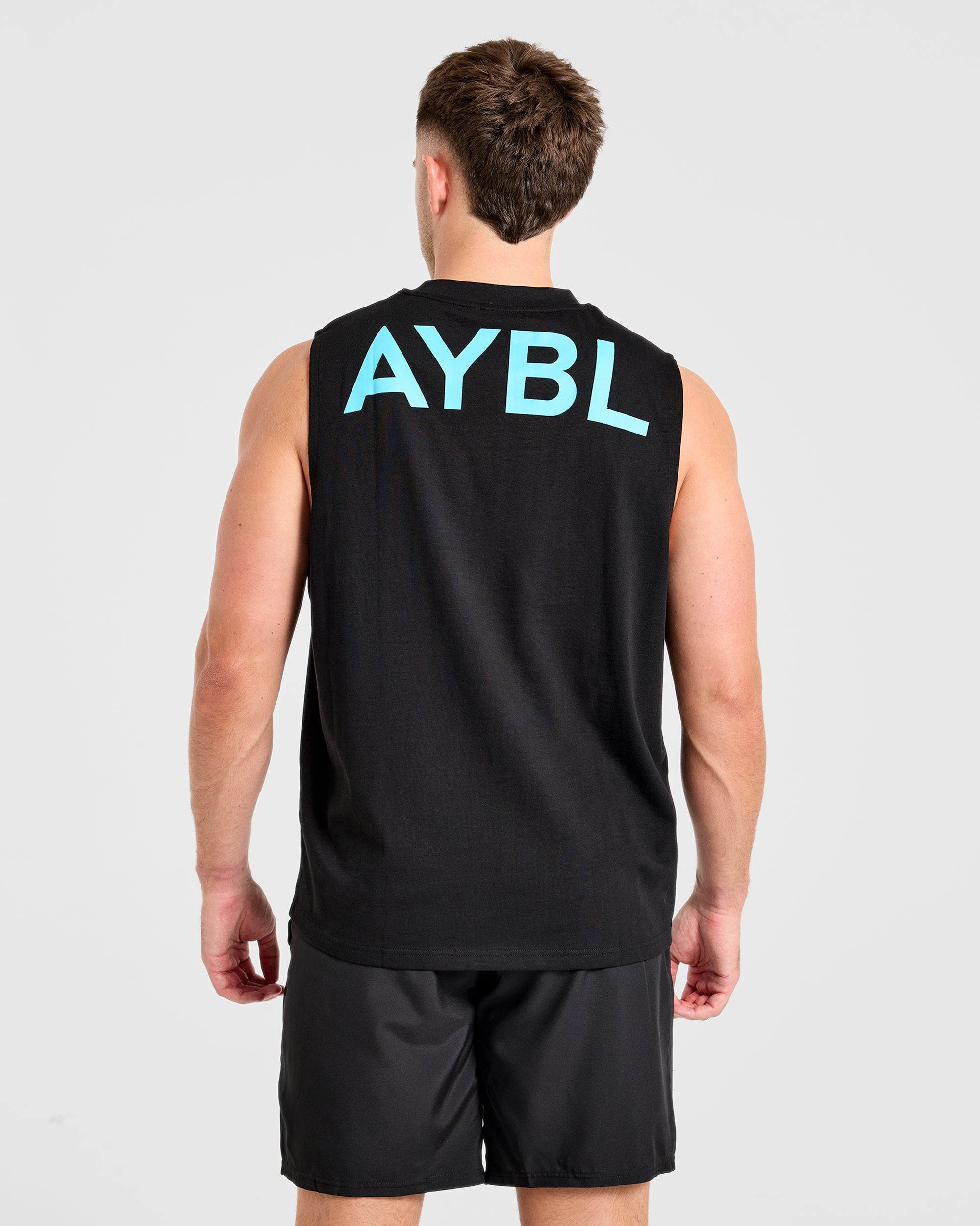 Essential Oversized Graphic Tank - Black/Aqua