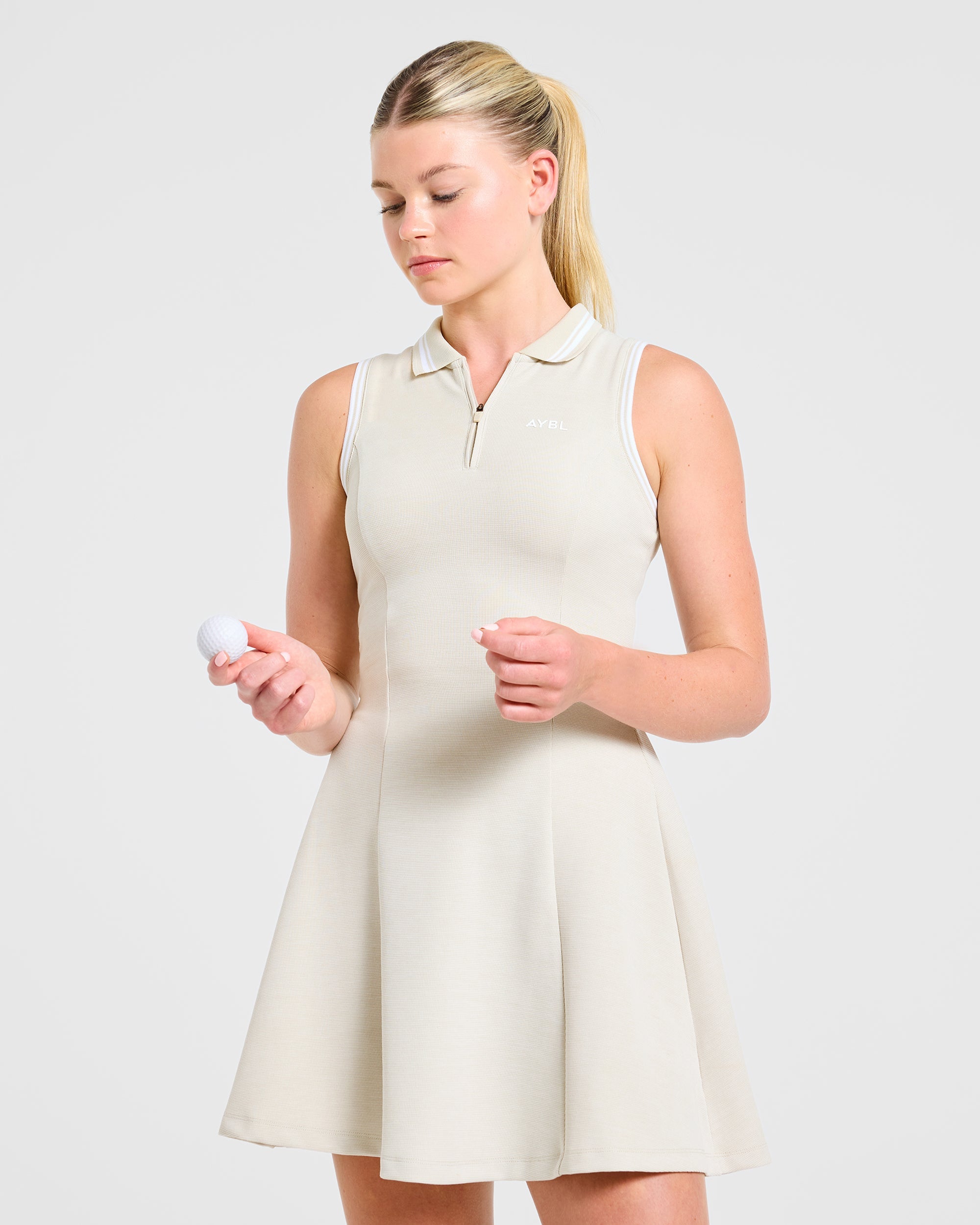 Classic Pleated Dress - Sand