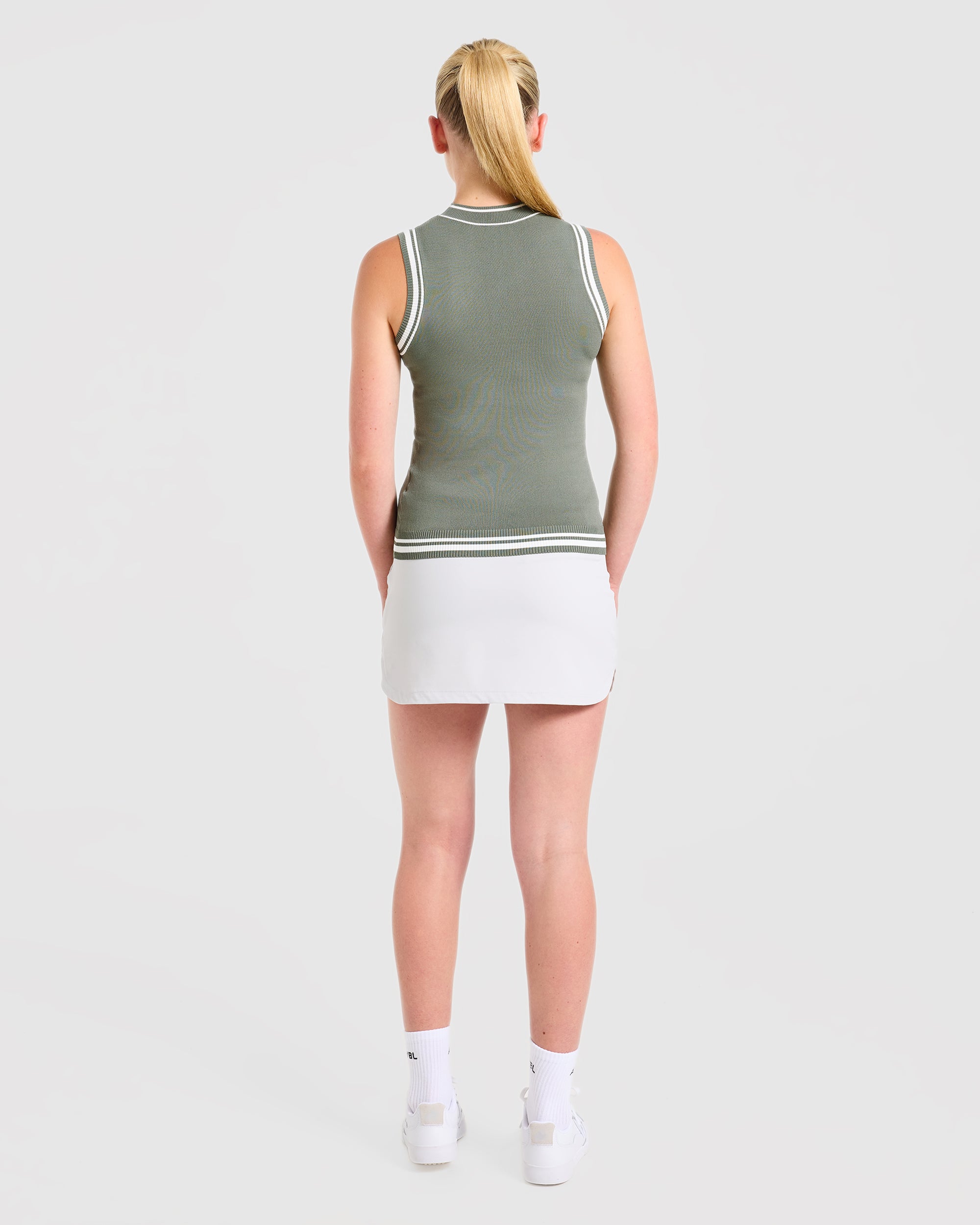 Classic Knitted High Neck Vest - Hillside Green