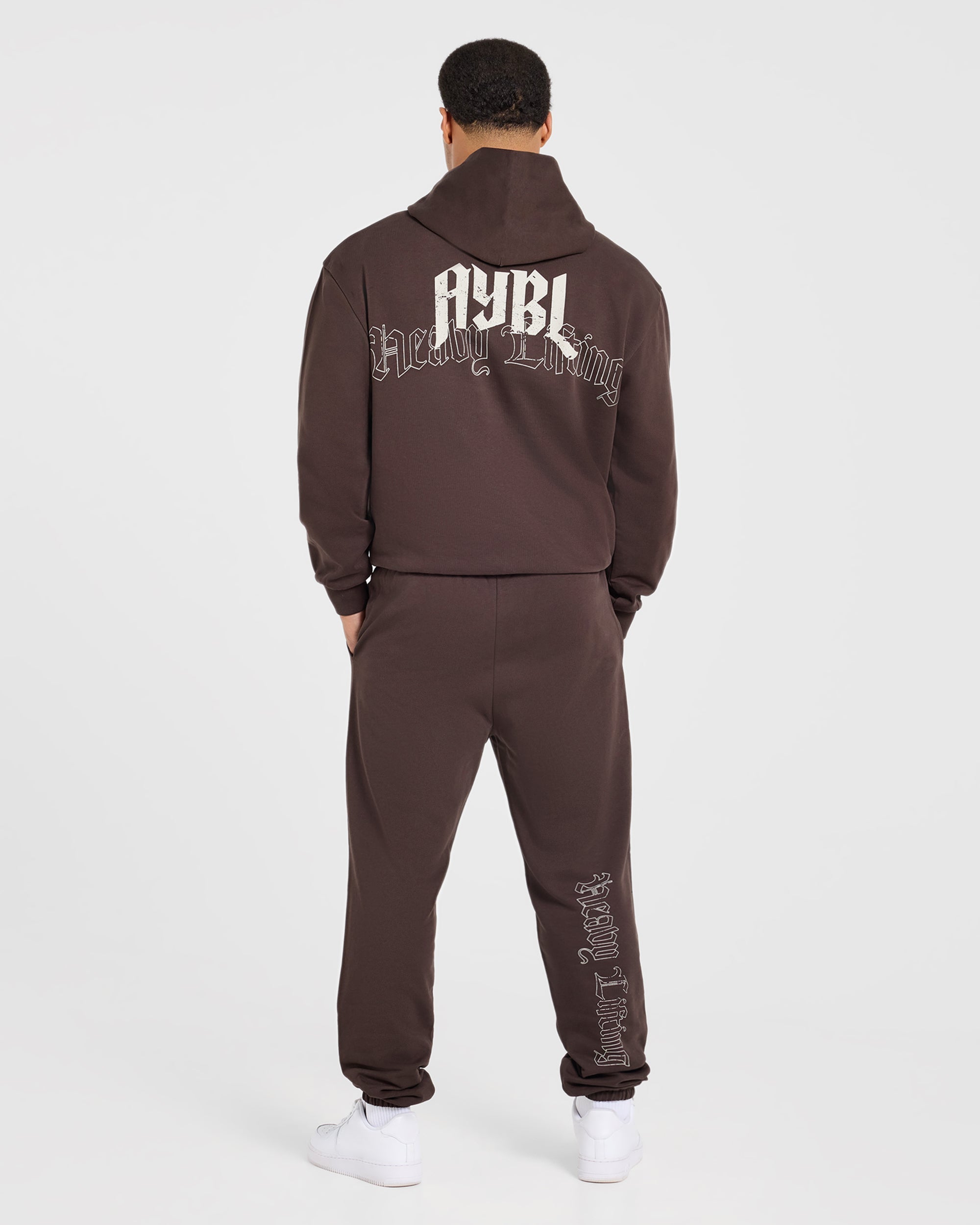 Heavy Lifting Gothic Oversized Joggers - Brown/Cream